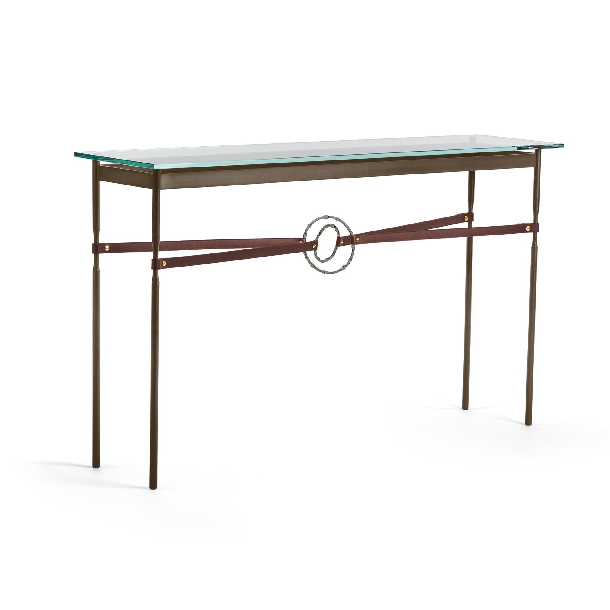 Shown in Bronze finish and Natural Iron with Leather British Brown  accent