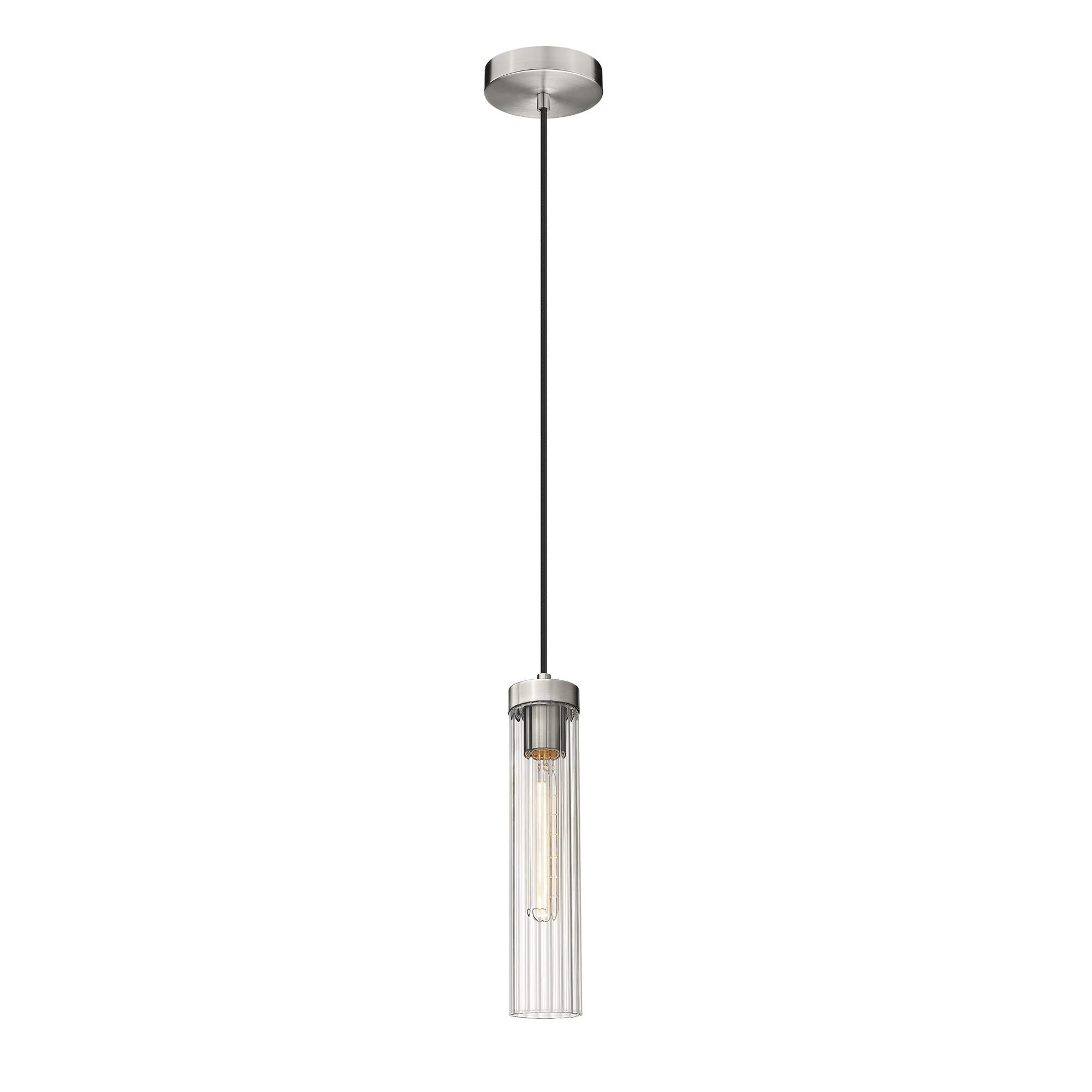 Shown in Brushed Nickel finish and Clear glass