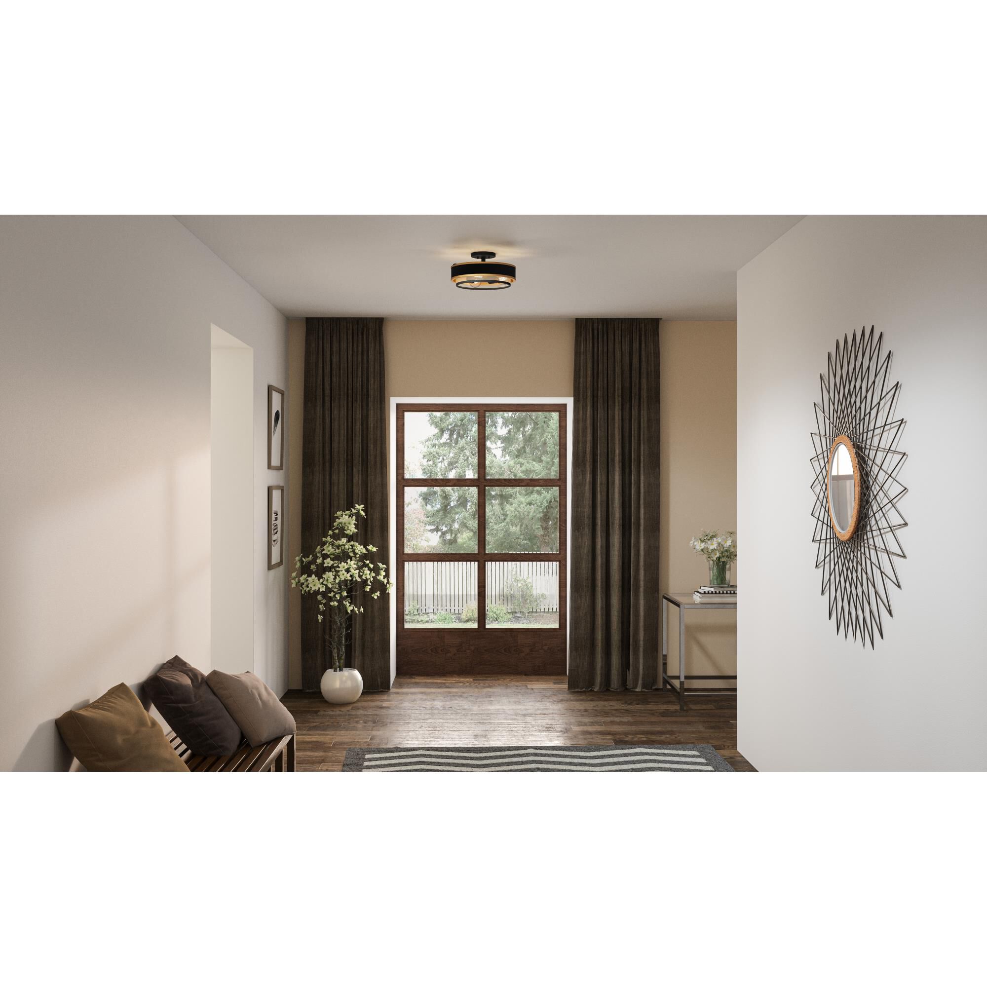Lockwood 15 Inch 3 Light Semi Flush Mount by Quoizel