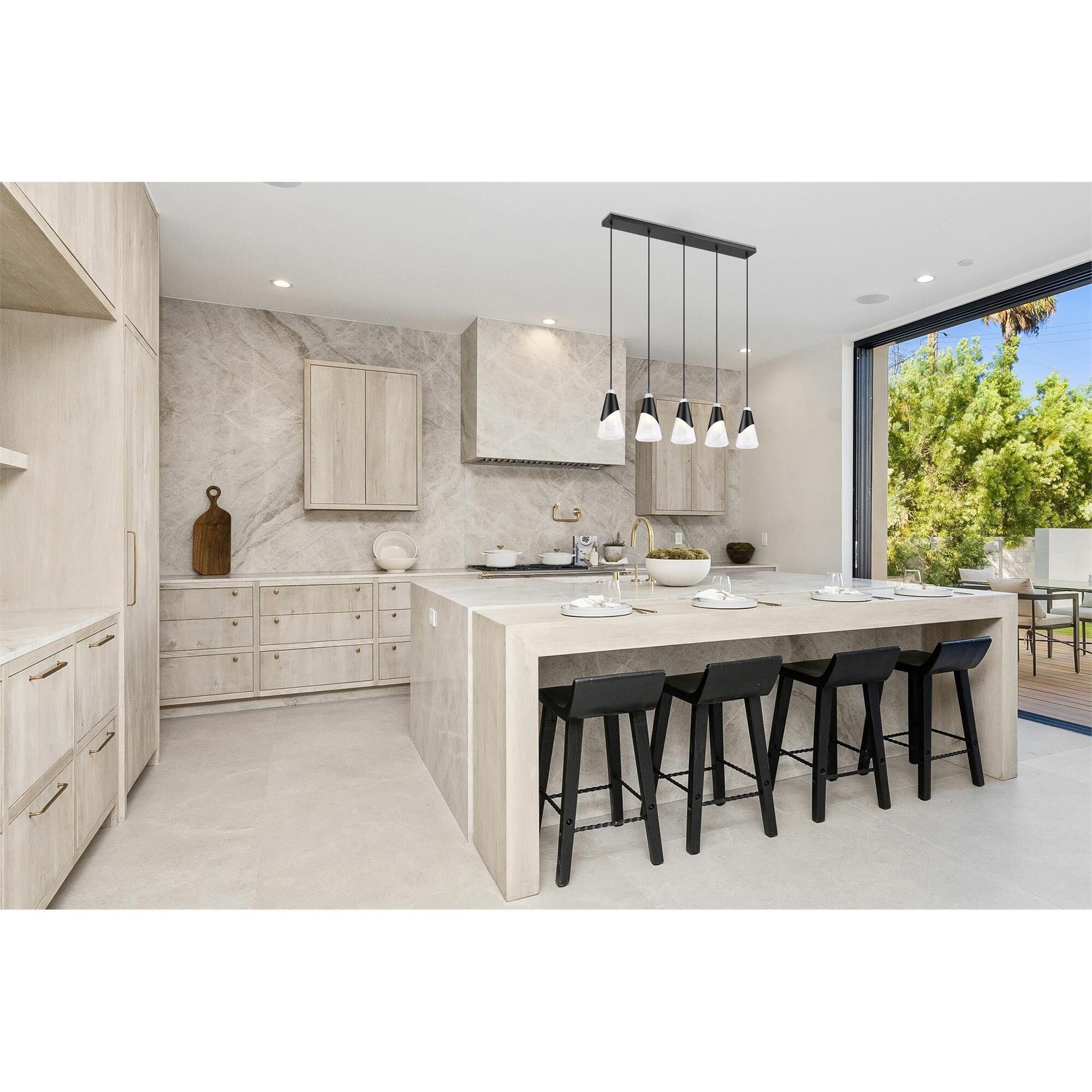Shown in Matte Black finish and White Swirl glass and White Swirl shade
