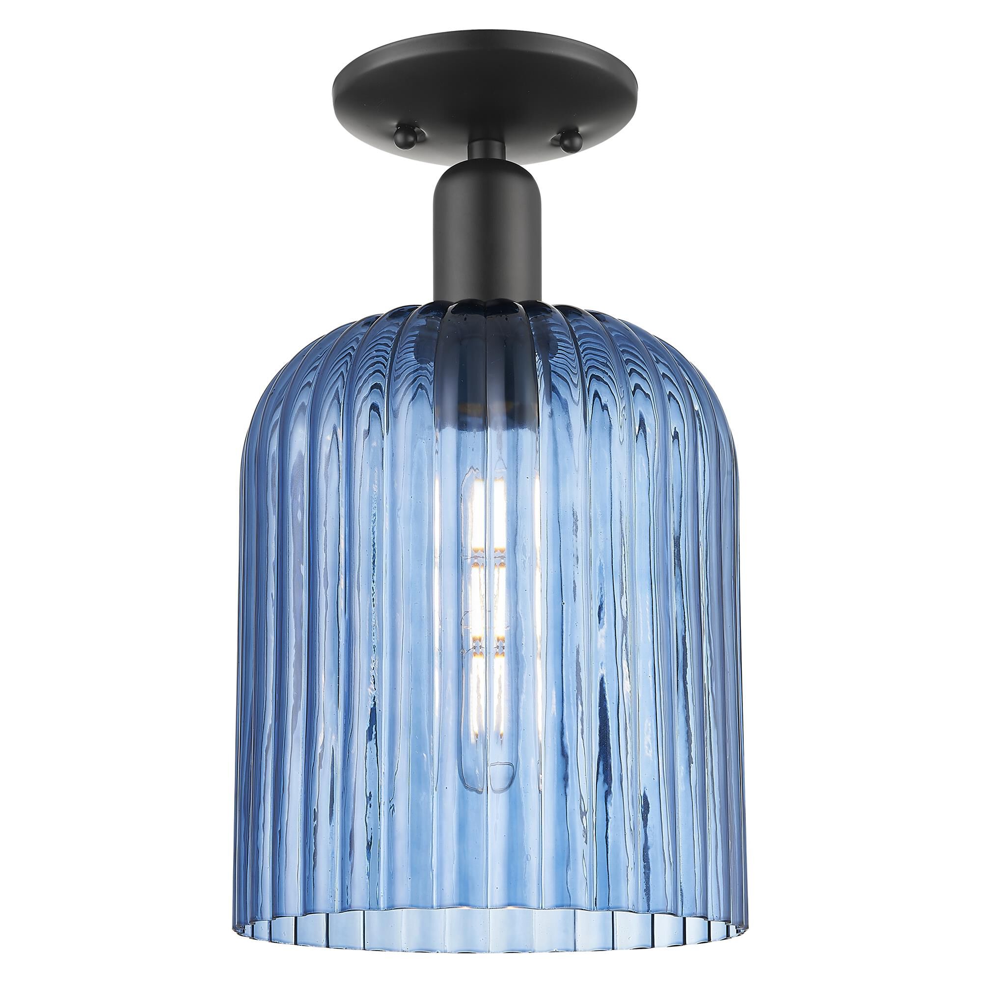 Shown in Matte Black finish and Blue glass