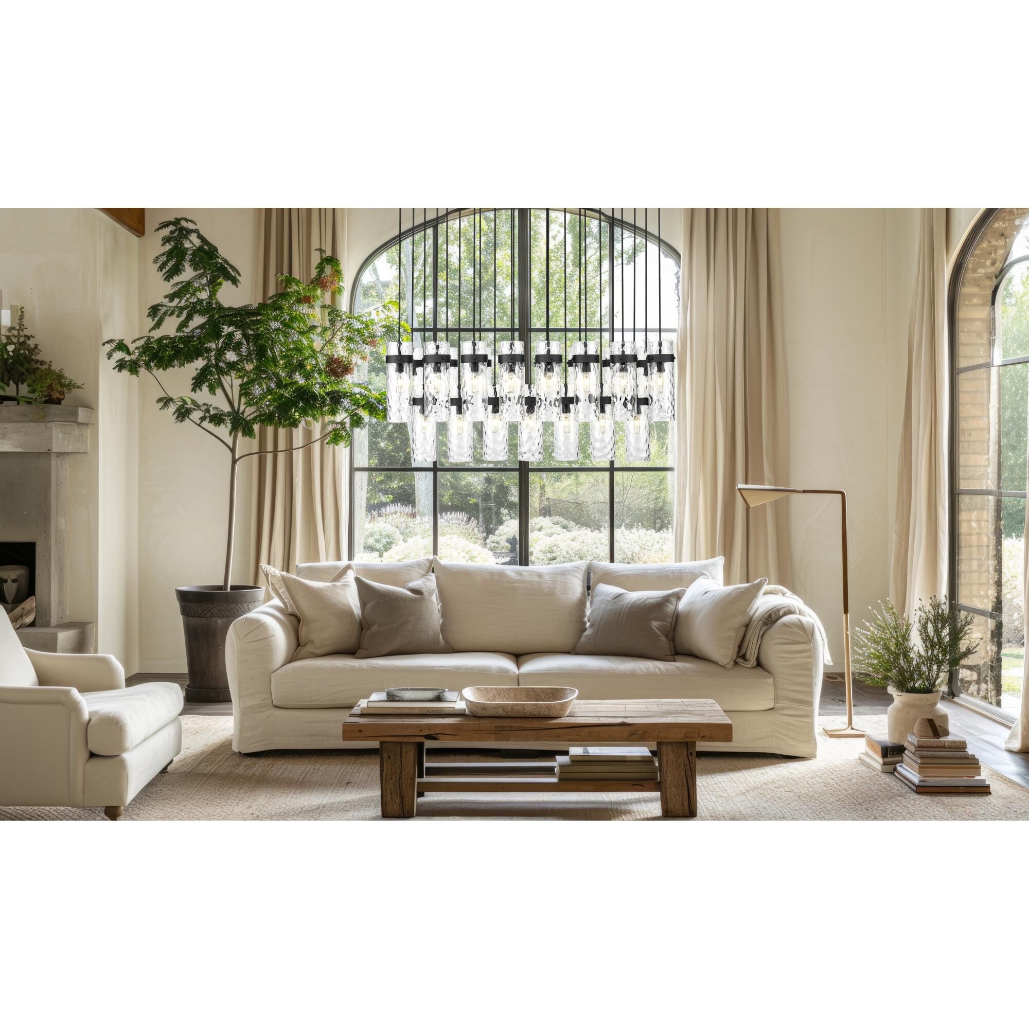 Shown in Matte Black finish and Clear Water glass and Clear Water shade