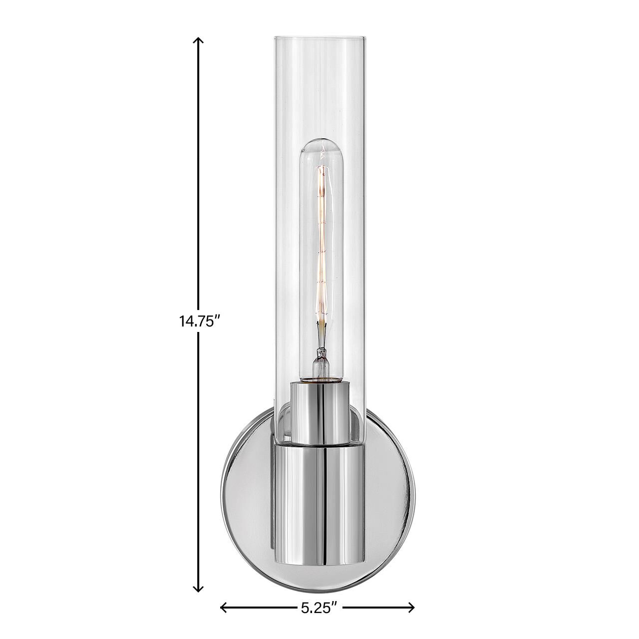 Shown in Chrome finish and Clear glass