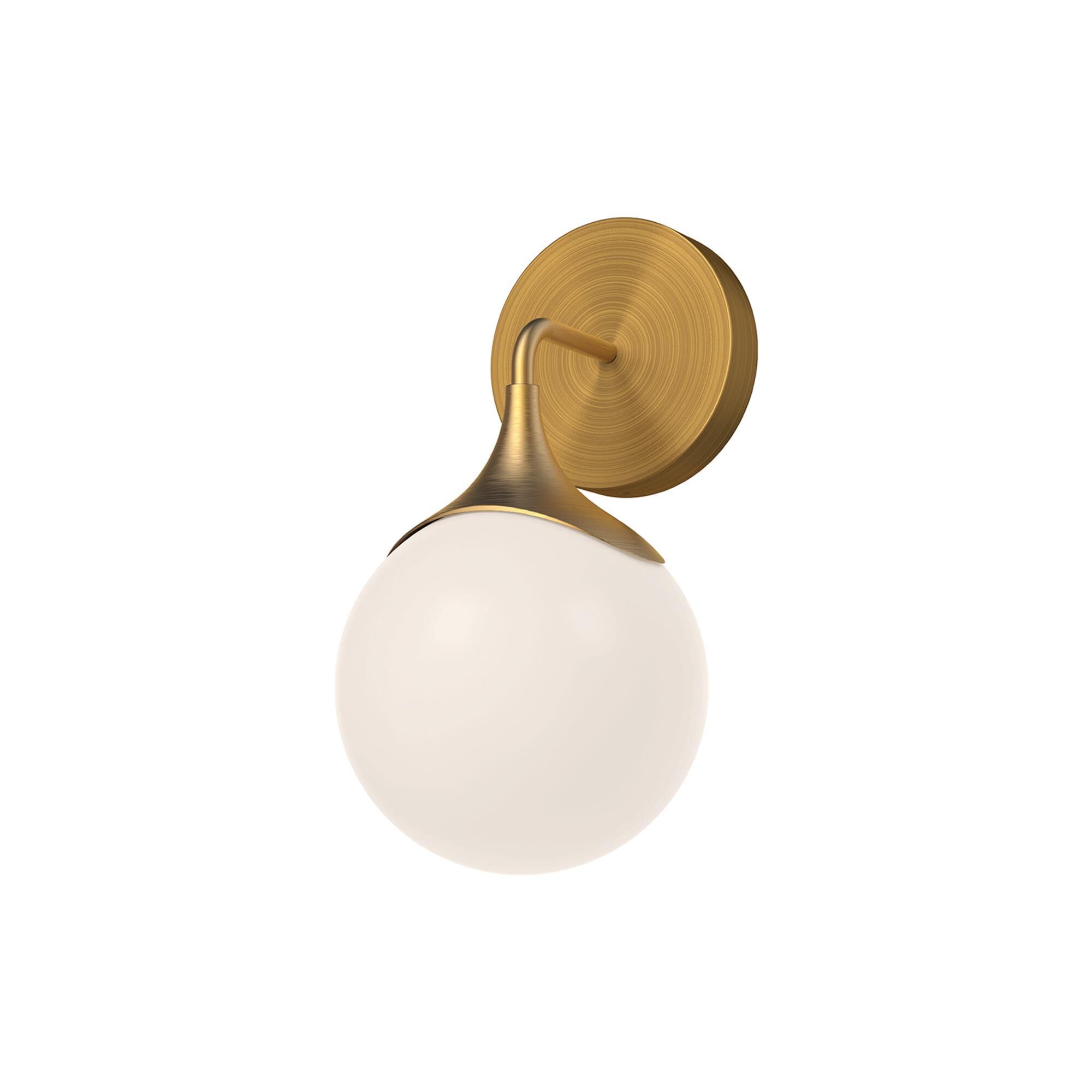 Shown in Aged Gold finish and Opal Matte glass