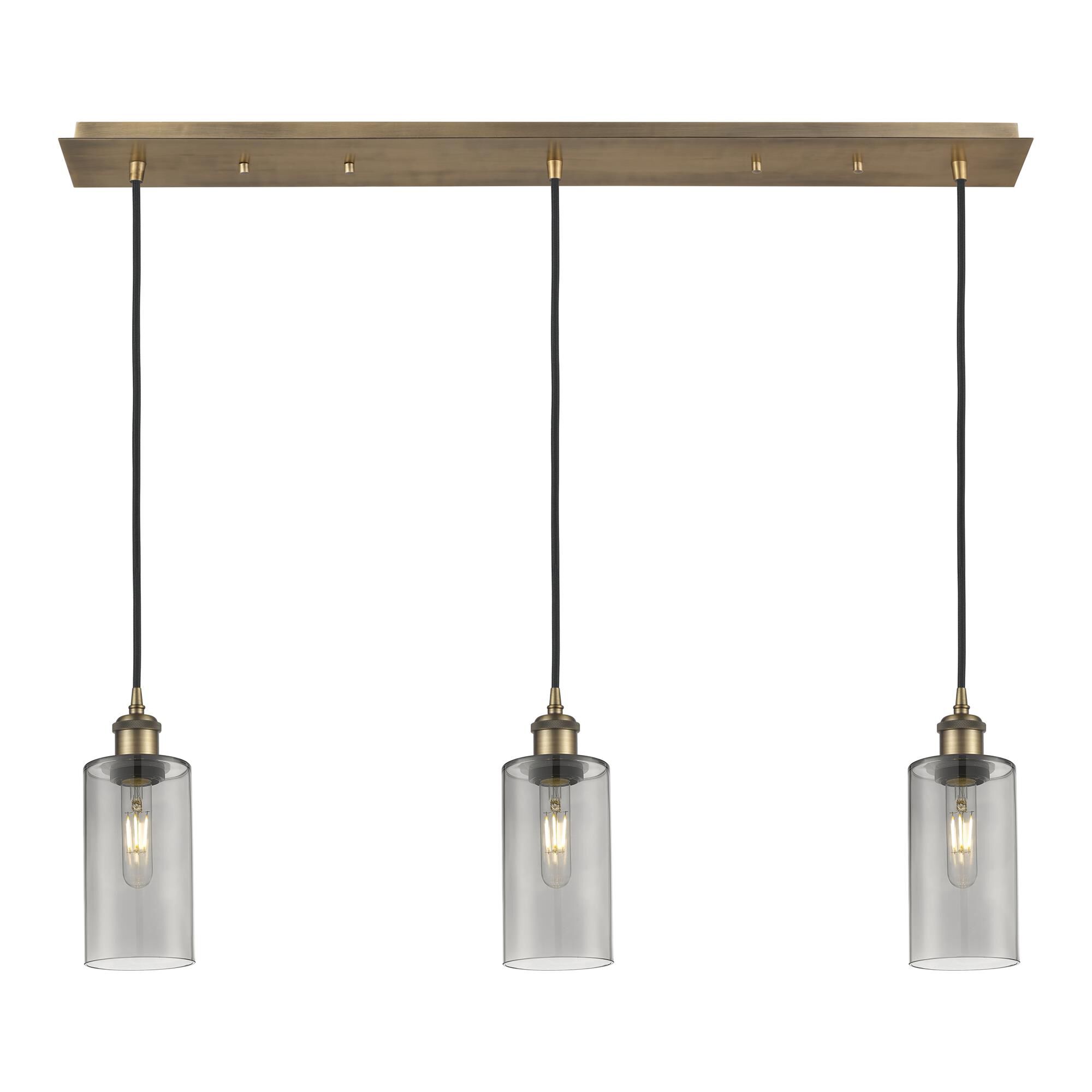Shown in Brushed Brass finish and Light Smoke shade