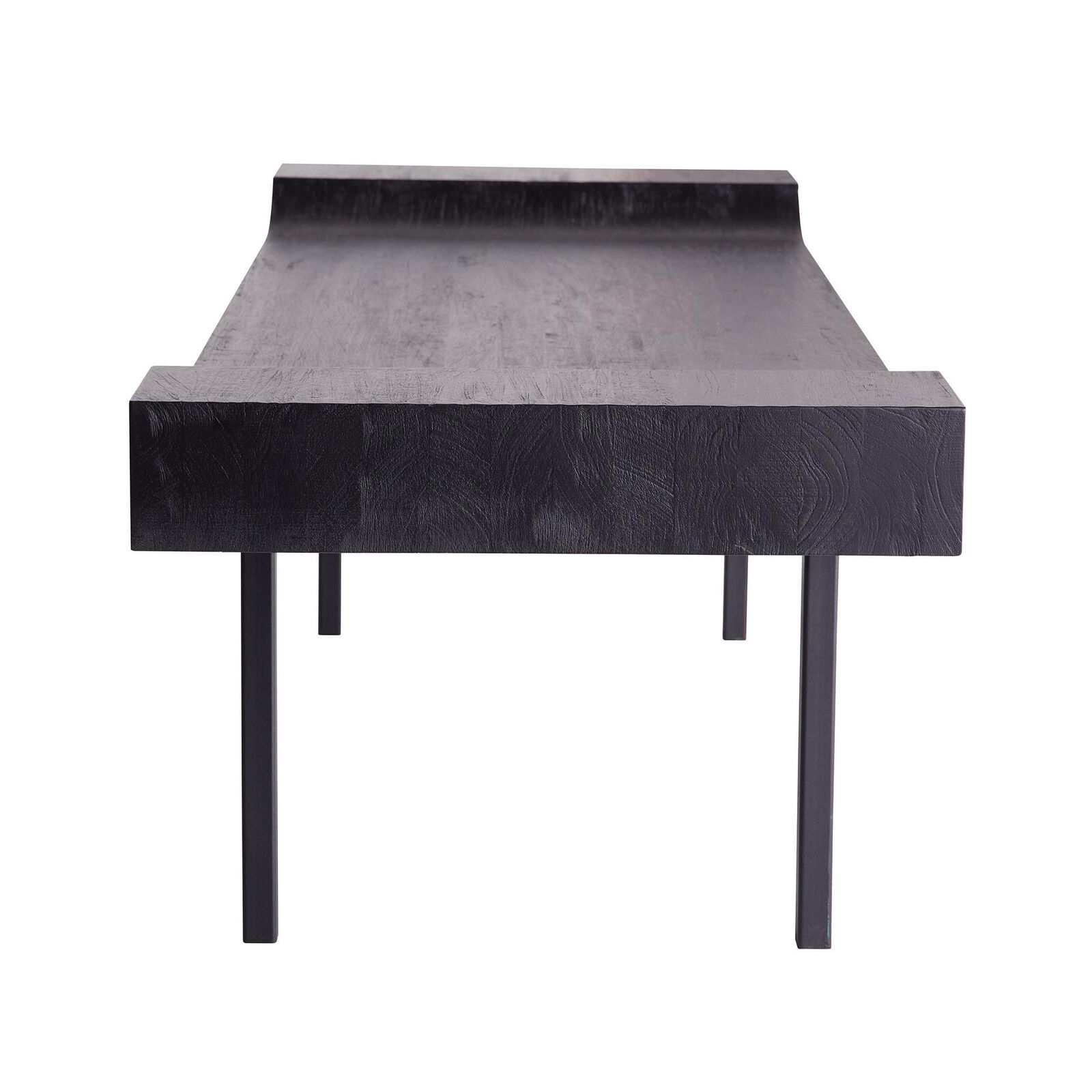 Front-facing perspective view of the Lanny Bench in black.
