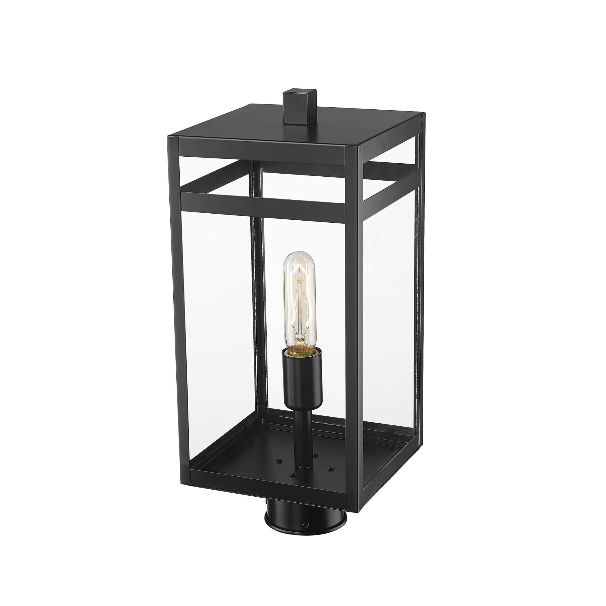 Shown in Black finish and Glass shade