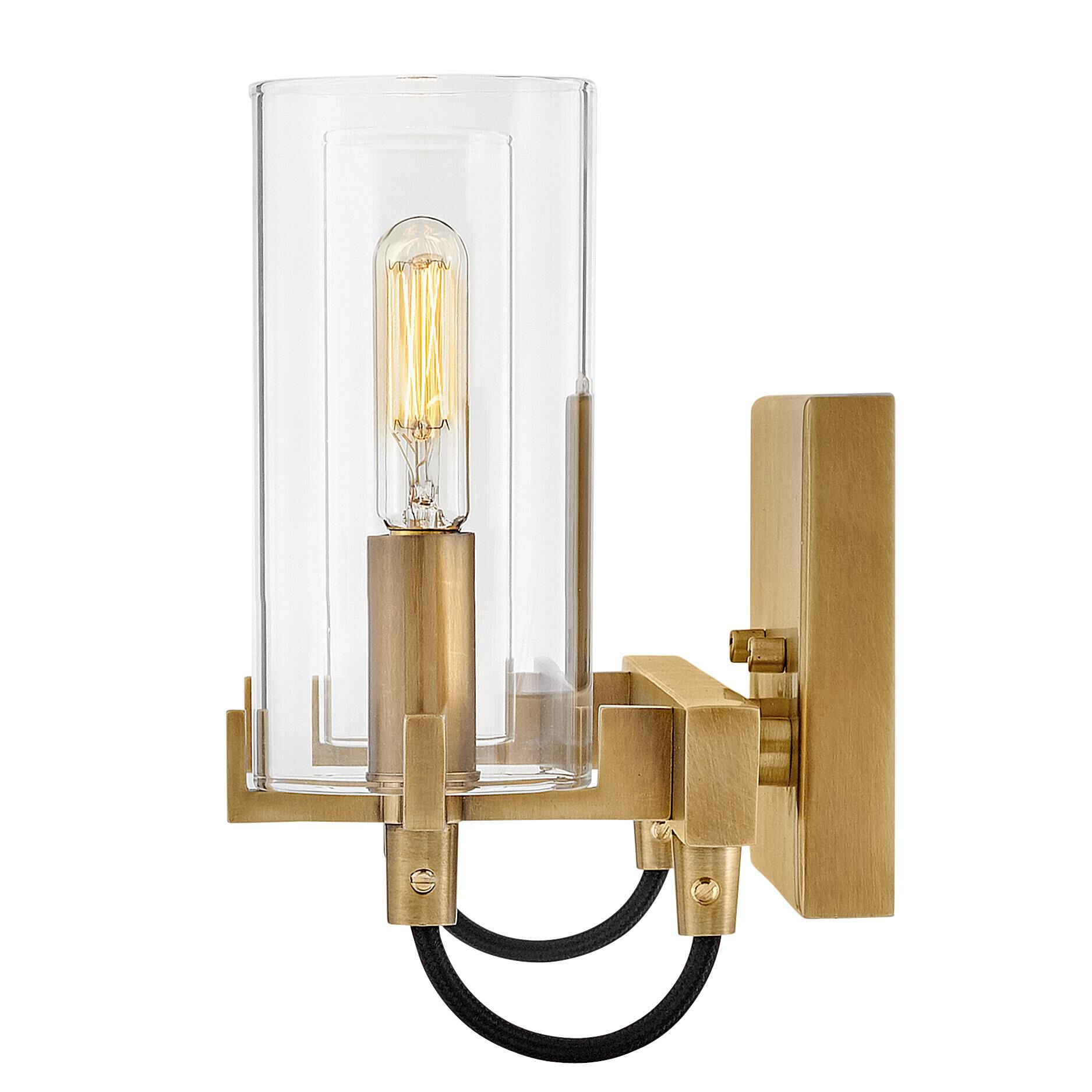 Shown in Heritage Brass finish and Clear glass