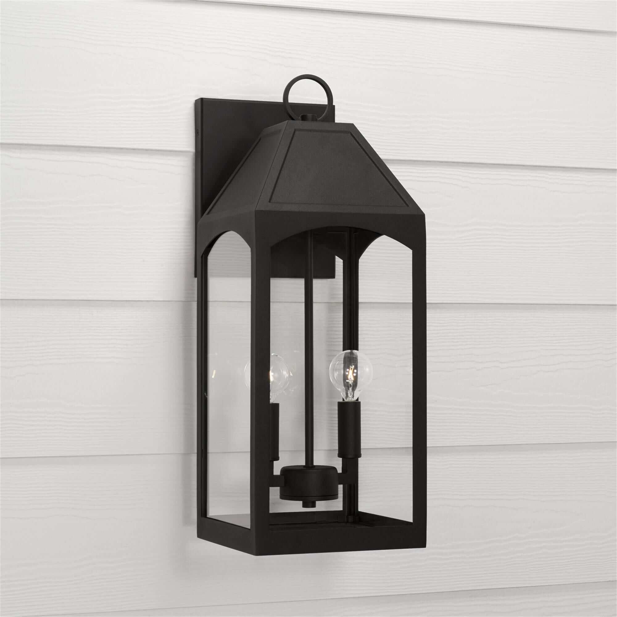 Shown in Black finish and Clear glass