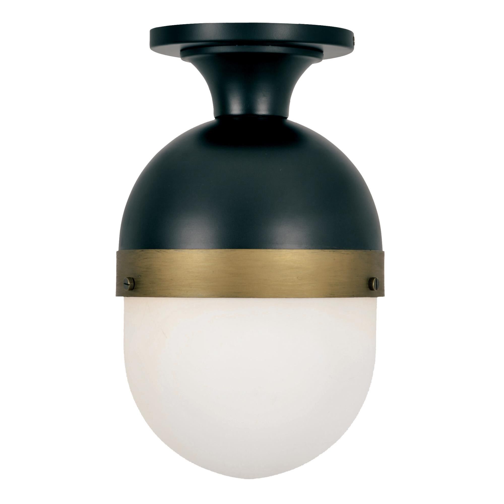 Shown in Matte Black + Textured Gold finish and Opal Frosted glass and Opal Frosted Glass shade