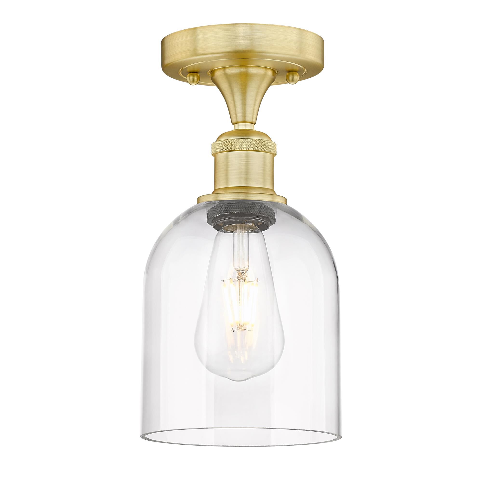 Shown in Satin Gold finish and Clear glass