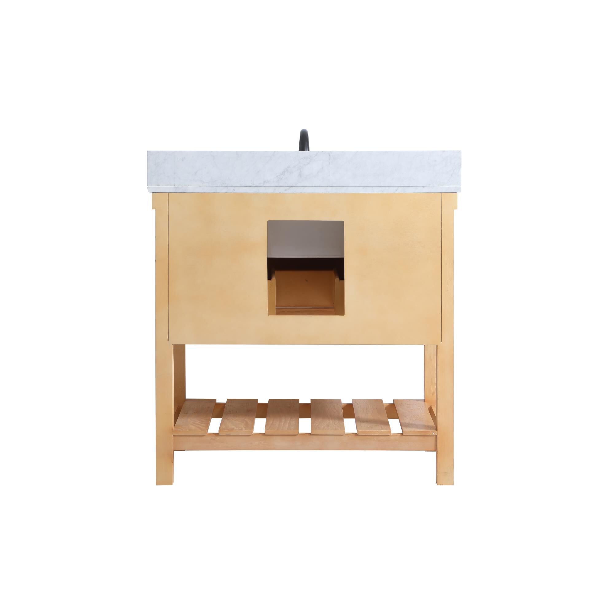 Shown in Natural Wood finish and With Backsplash accent