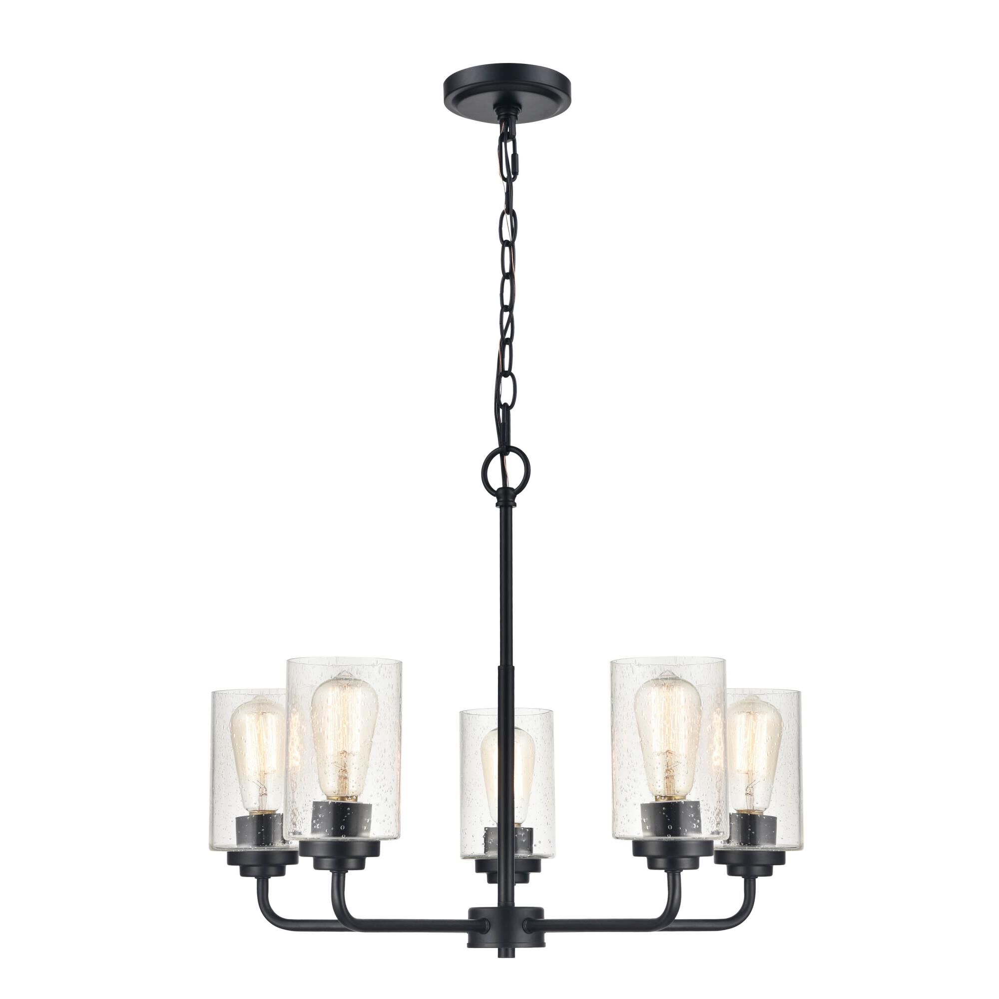 Shown in Matte Black finish and Clear Seeded glass