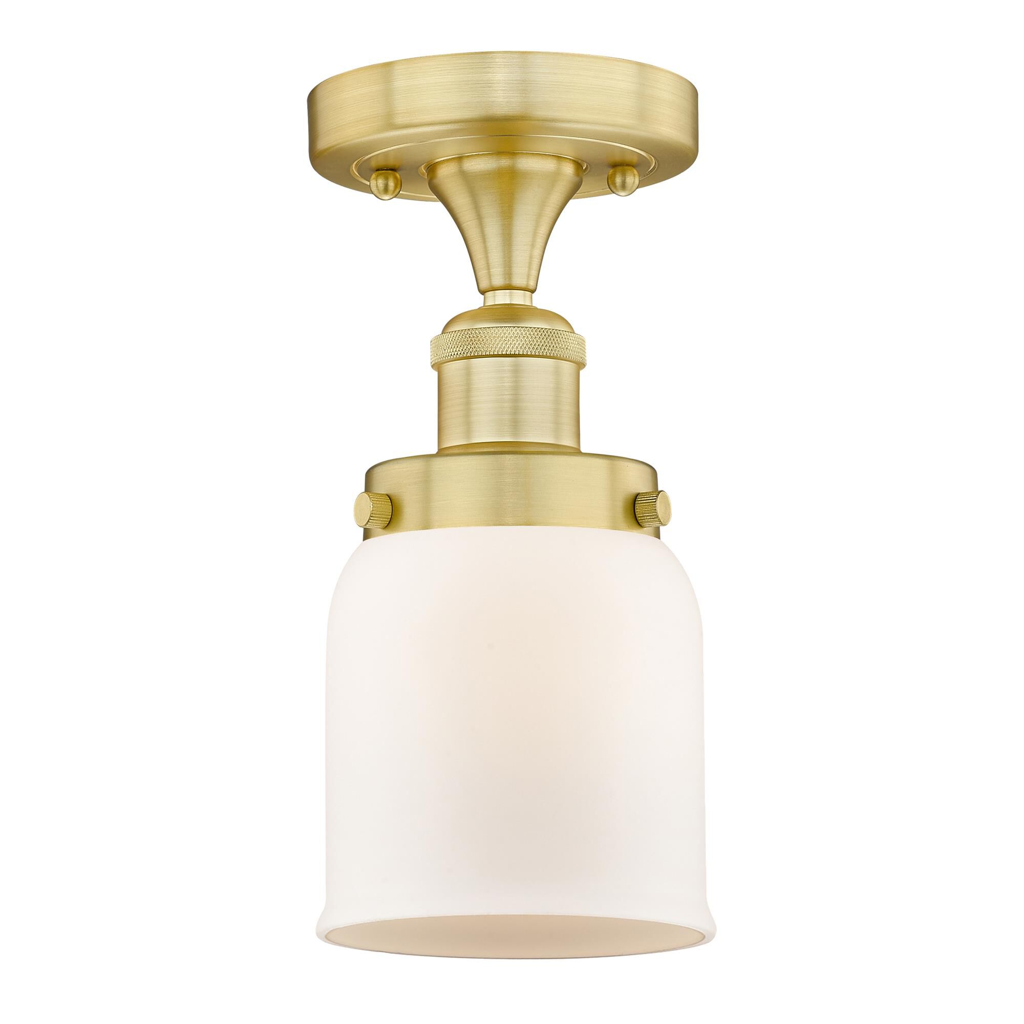 Shown in Satin Gold finish and Matte White glass
