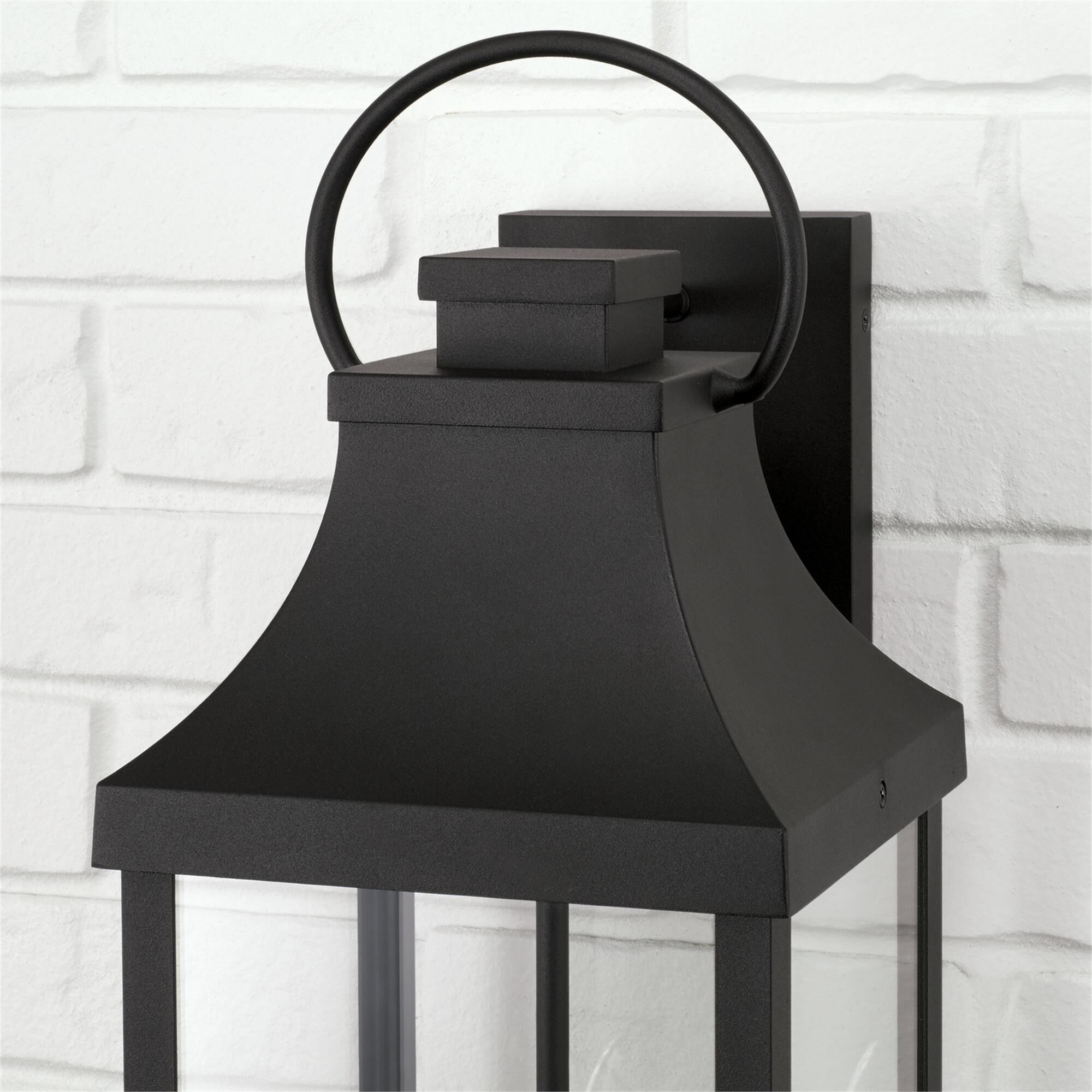 Shown in Black finish and Clear glass