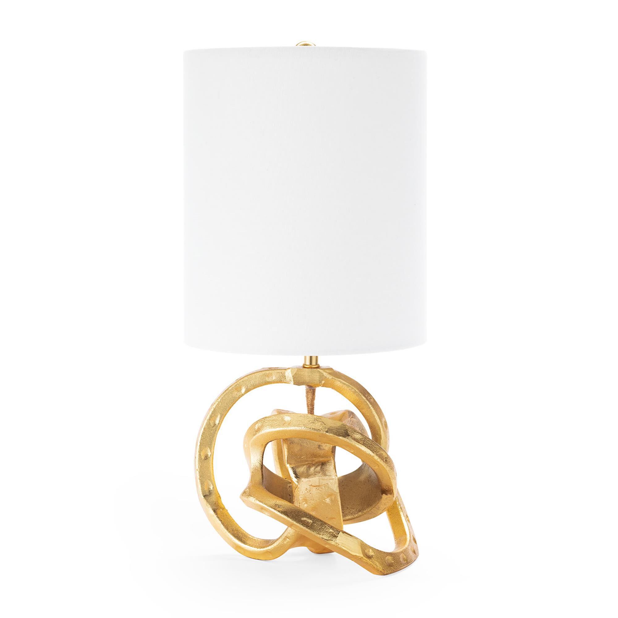 Shown in Gold finish and Linen shade