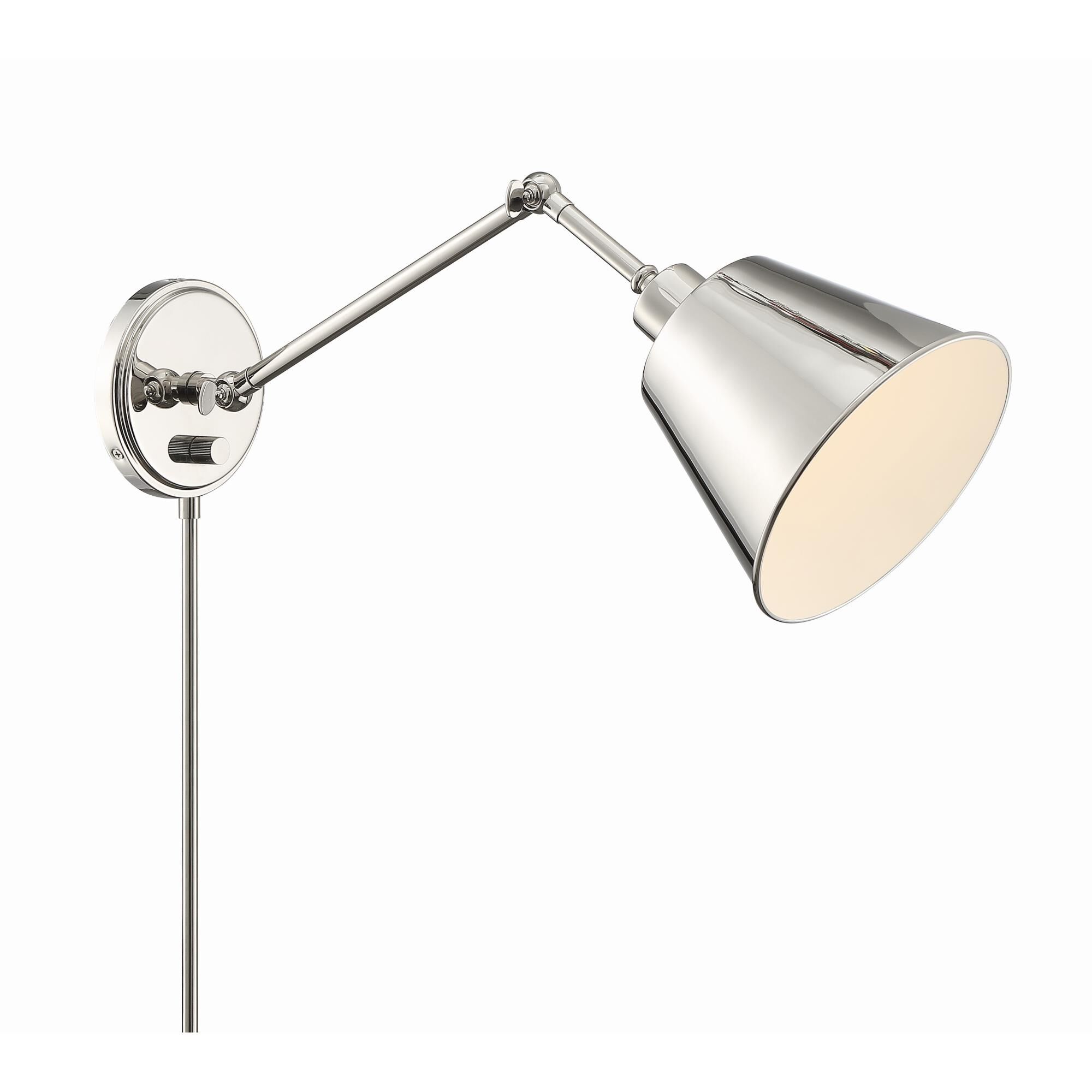 Shown in Polished Nickel finish and Steel glass and Polished Nickel shade