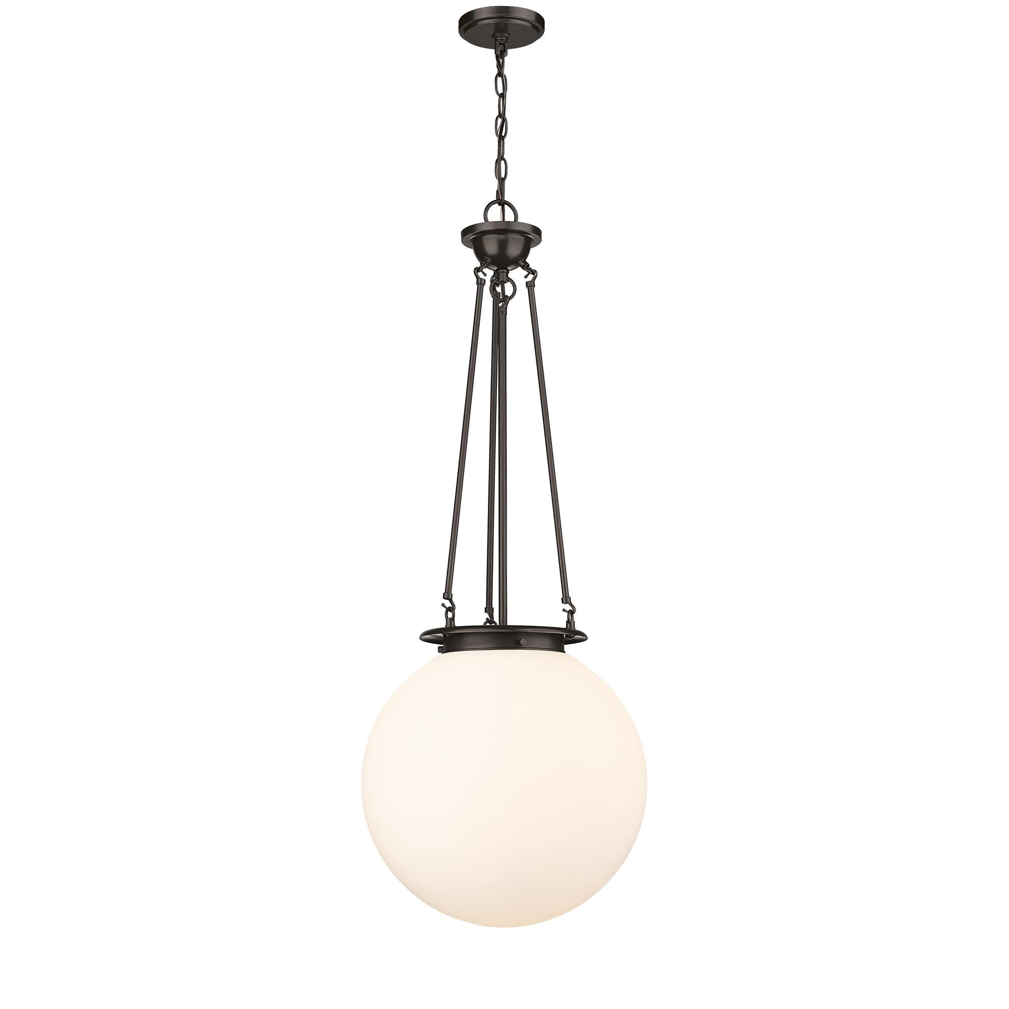 Shown in Oiled Brass finish and Matte White glass