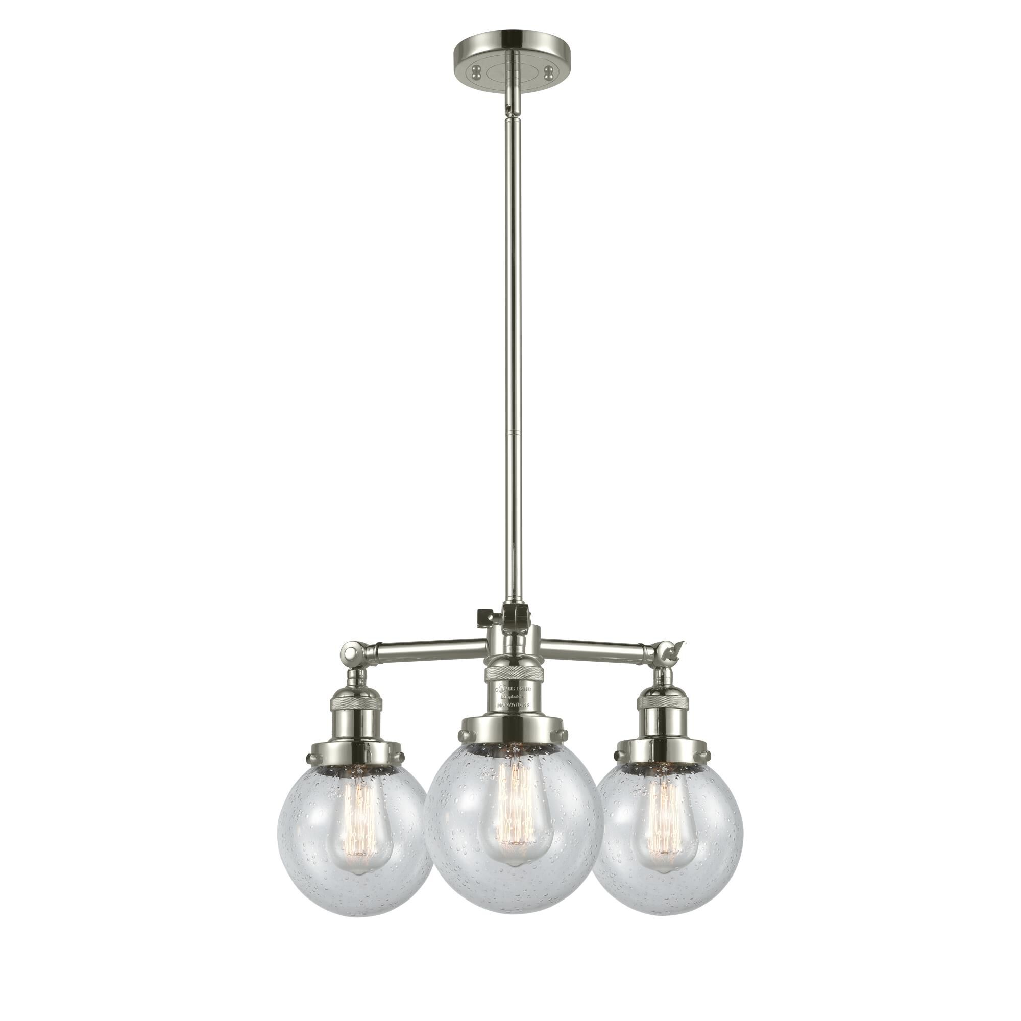 Shown in Polished Nickel finish and Seedy glass