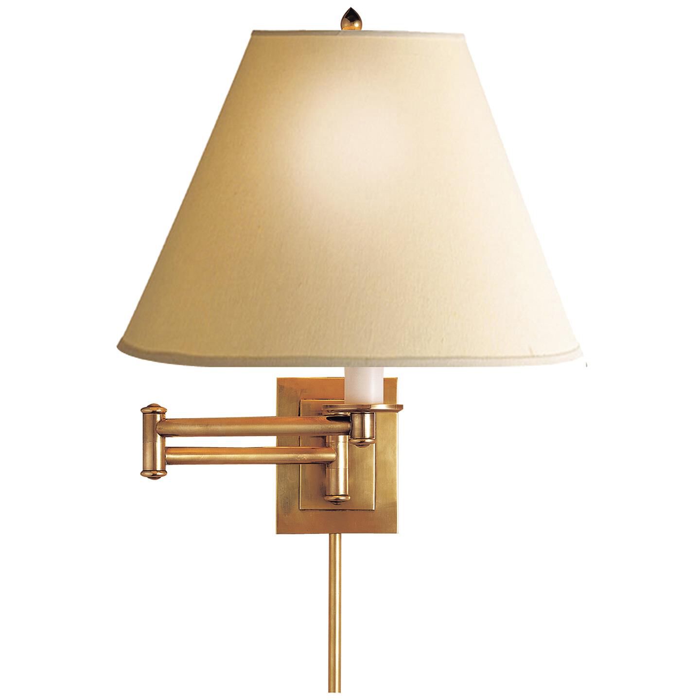 Shown in Hand-Rubbed Antique Brass finish and Linen shade
