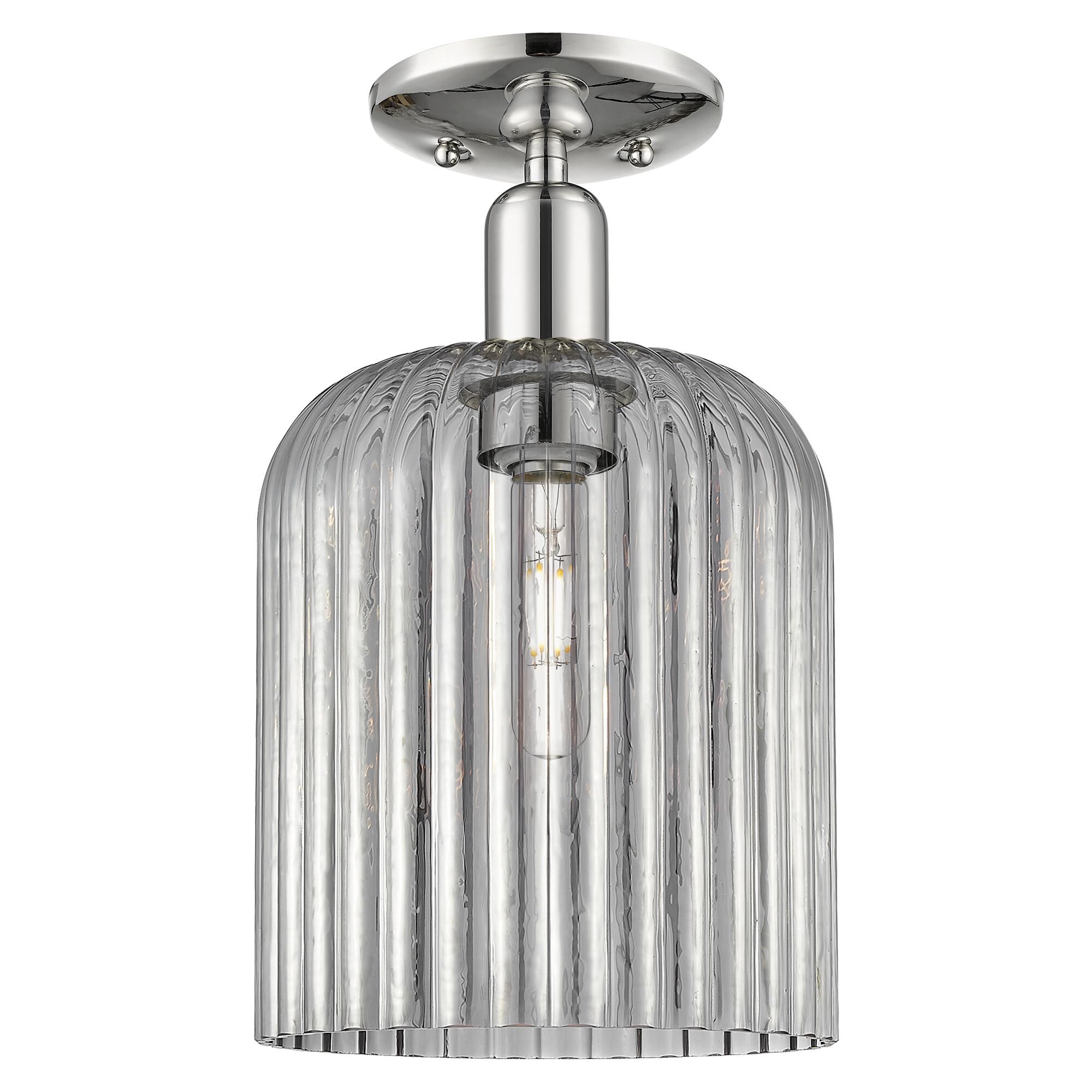 Shown in Polished Nickel finish and Light Smoke glass