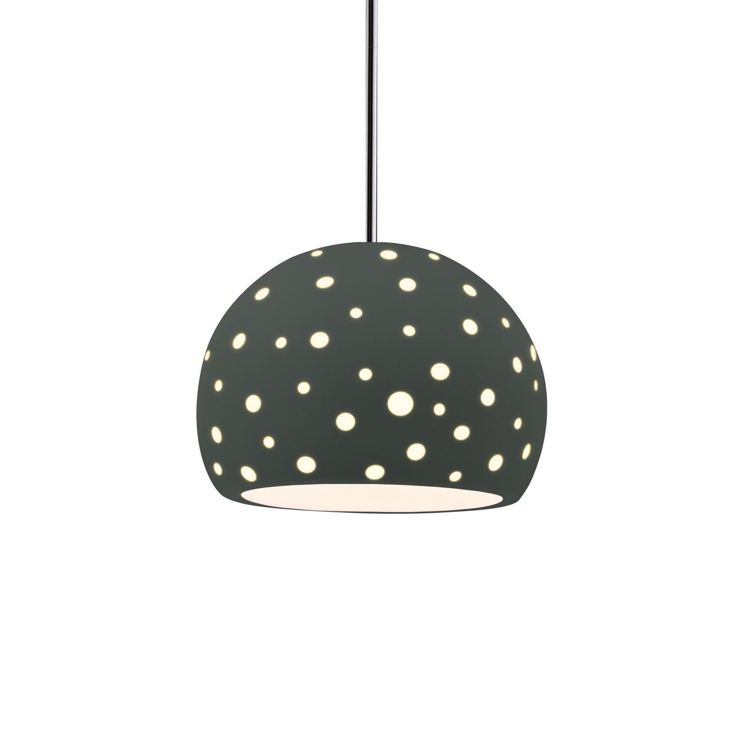 Shown in Polished Chrome finish and Pewter Green shade