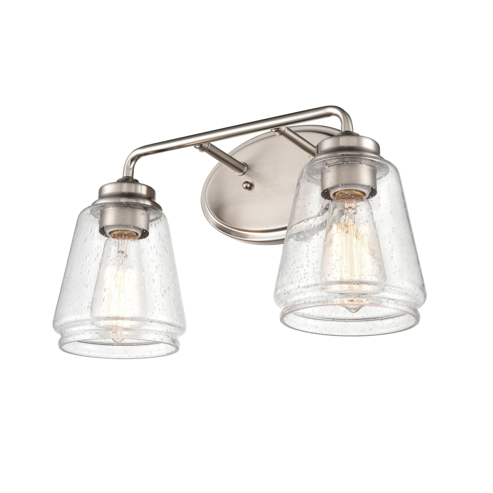 Shown in Brushed Nickel finish and Clear Seeded glass