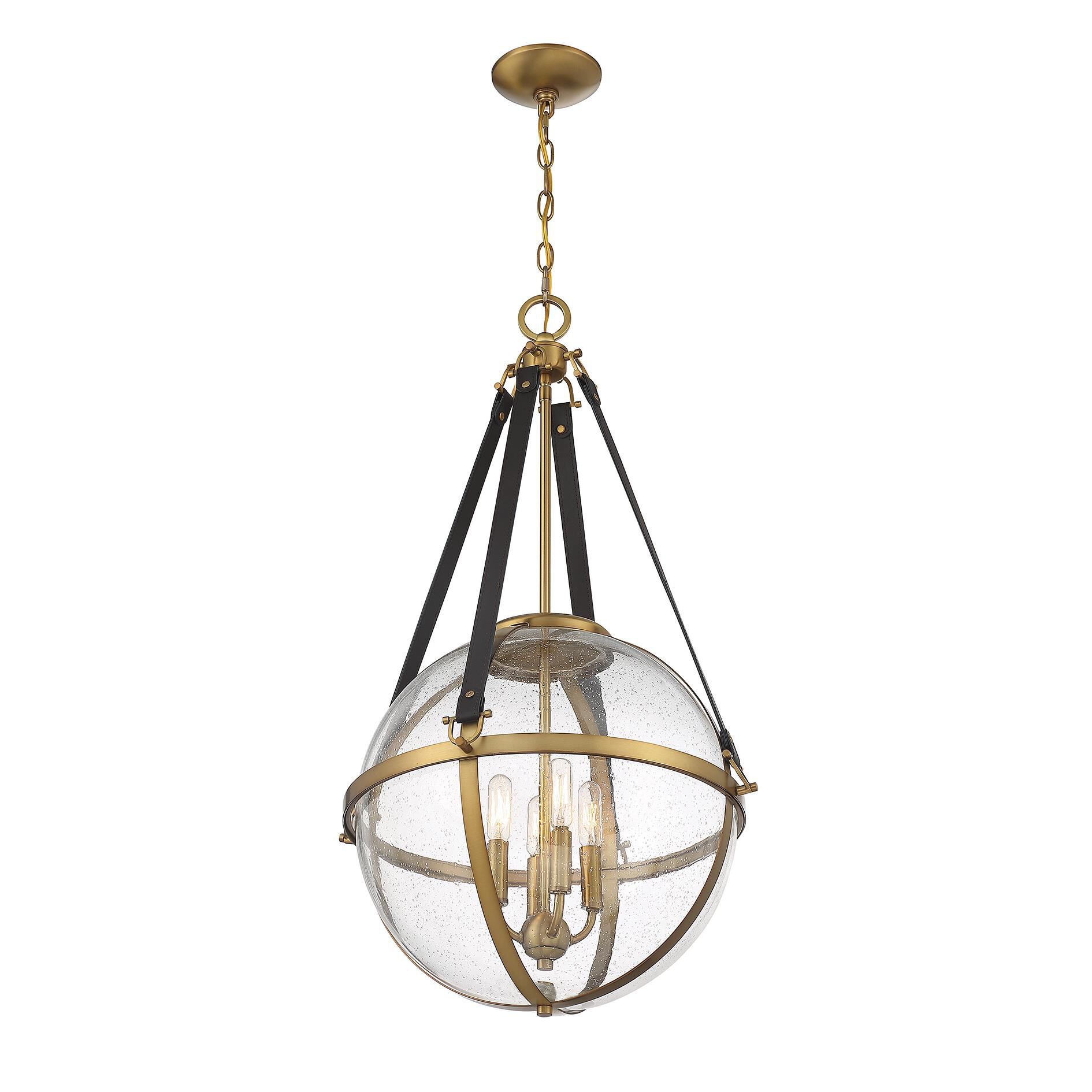 Shown in Warm Brass finish and Seeded glass and Glass shade