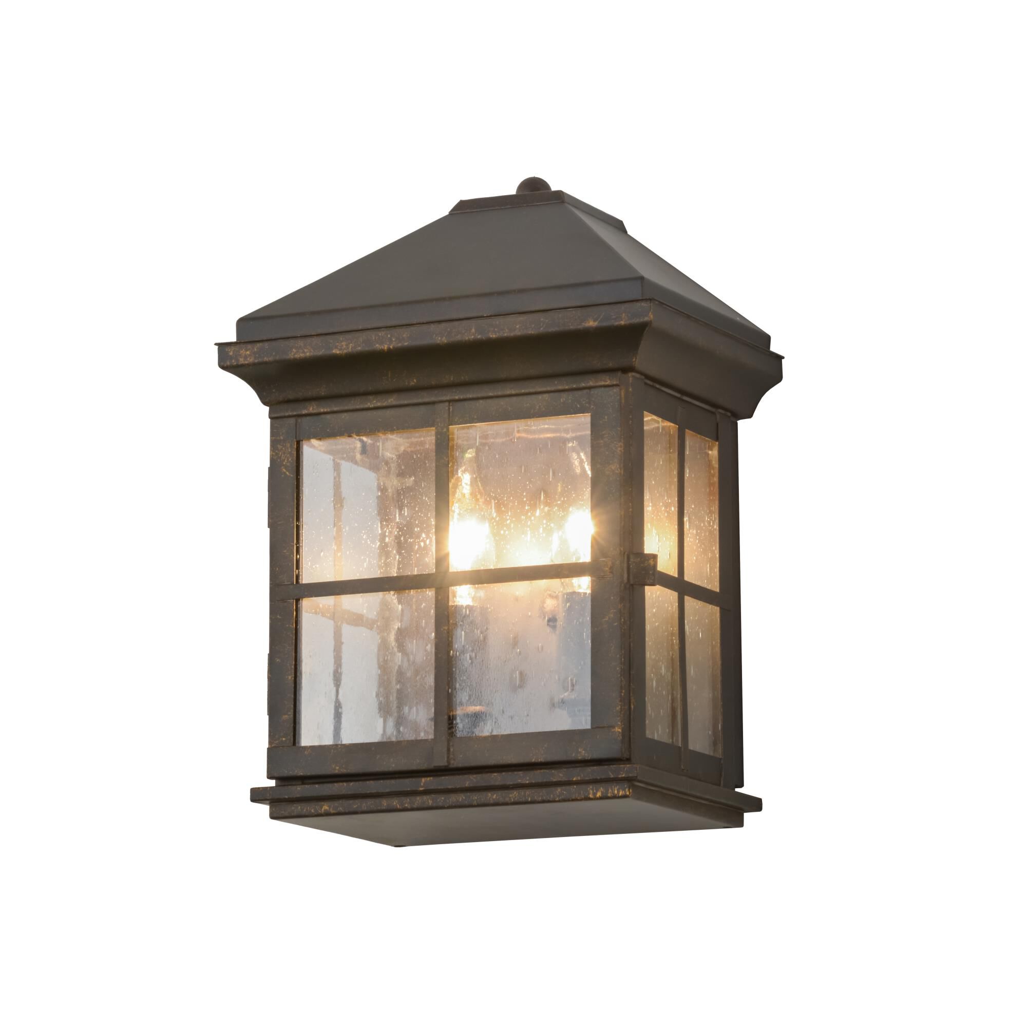 Shown in Gilded Tobacco finish and Clear Seedy glass