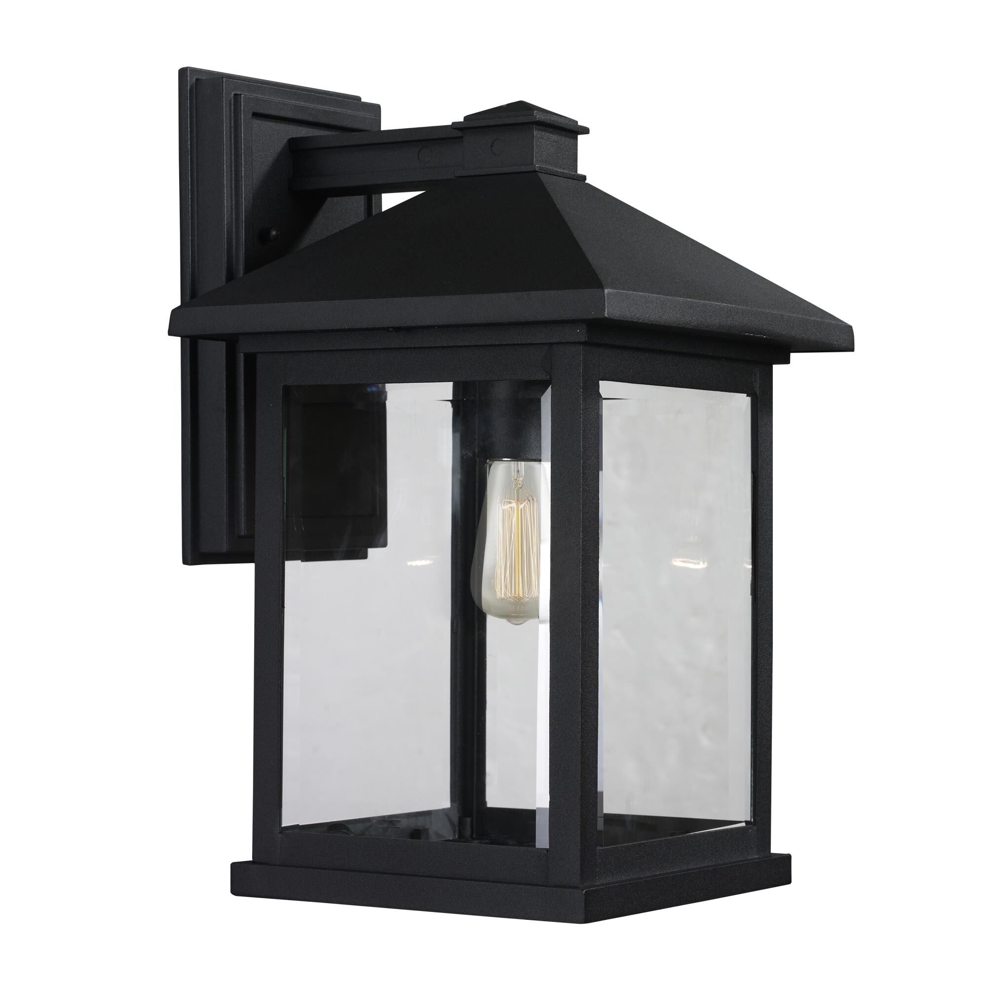 Shown in Black finish and Glass shade