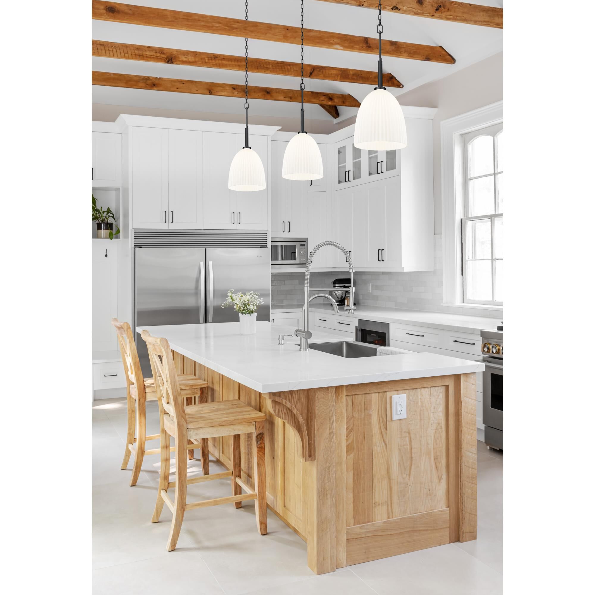 Shown in Matte Black finish and Matte Opal glass and Matte Opal shade