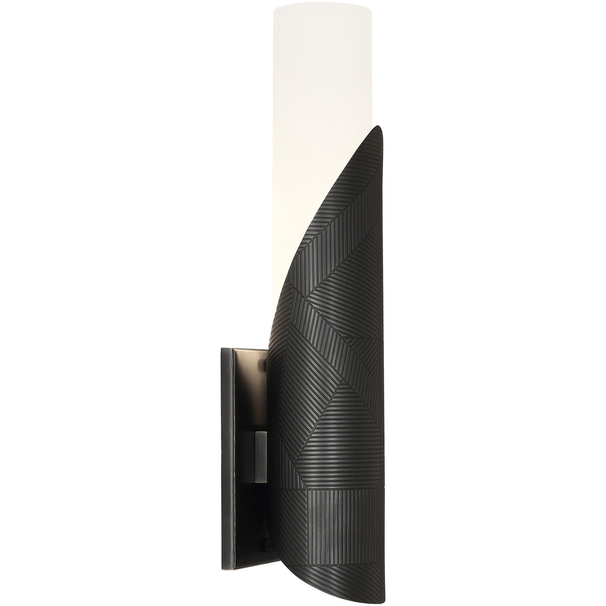 Shown in Deep Patina Bronze finish and Frosted Cased White glass