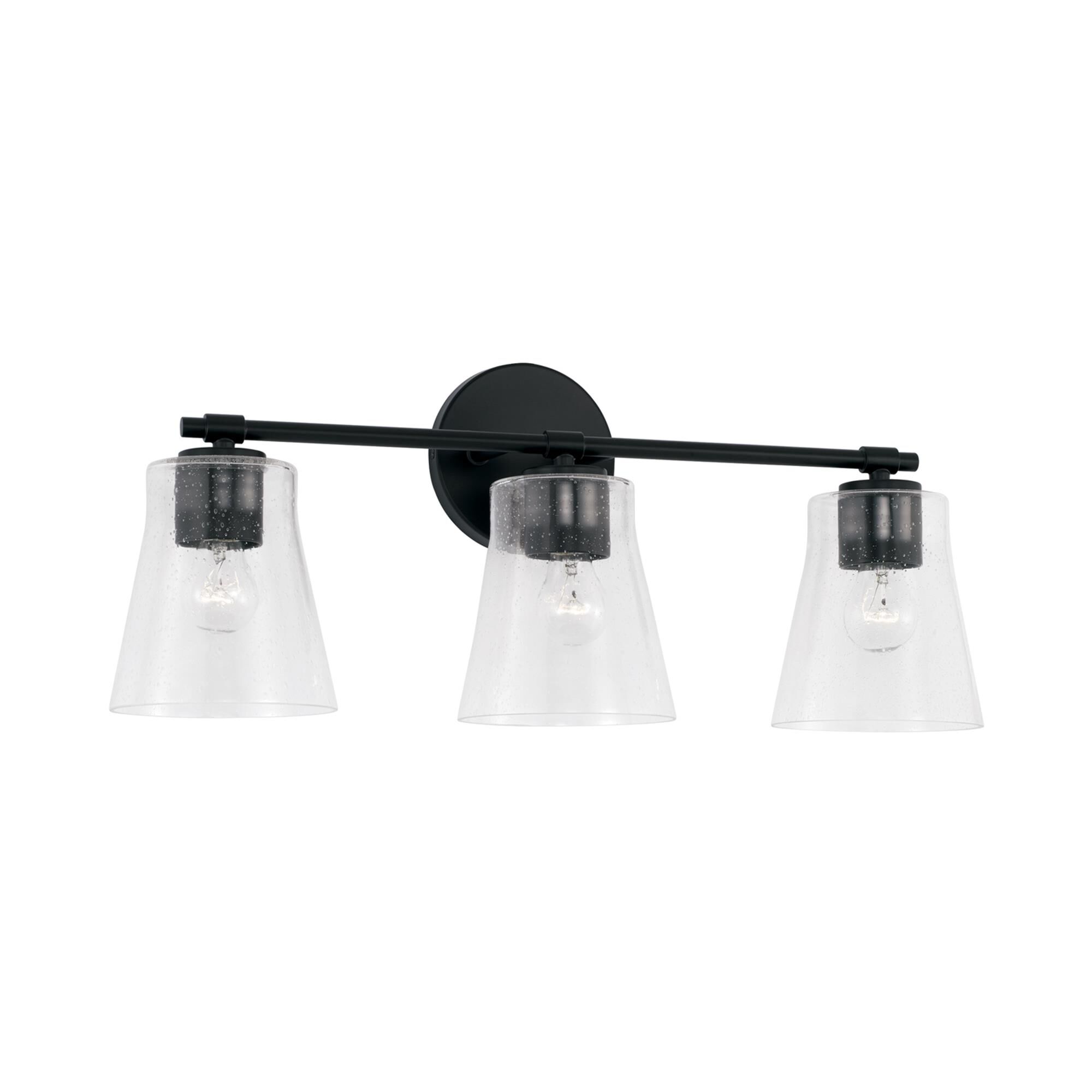 Shown in Matte Black finish and Clear Seeded glass