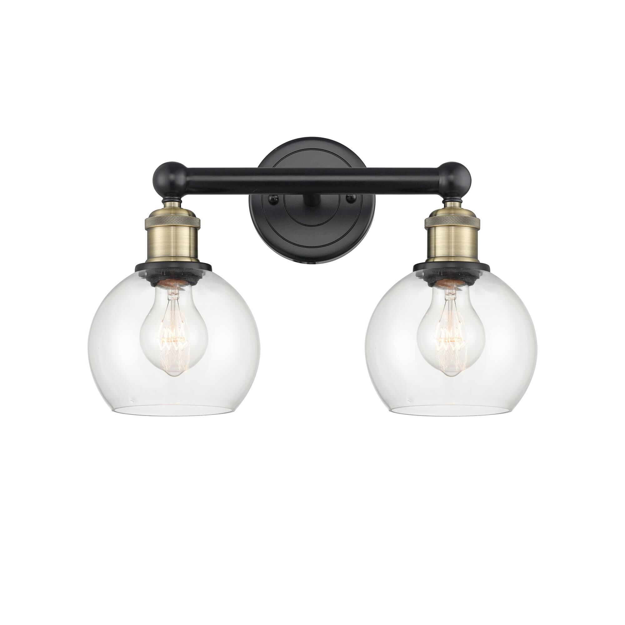 Shown in Black Antique Brass finish and Clear glass