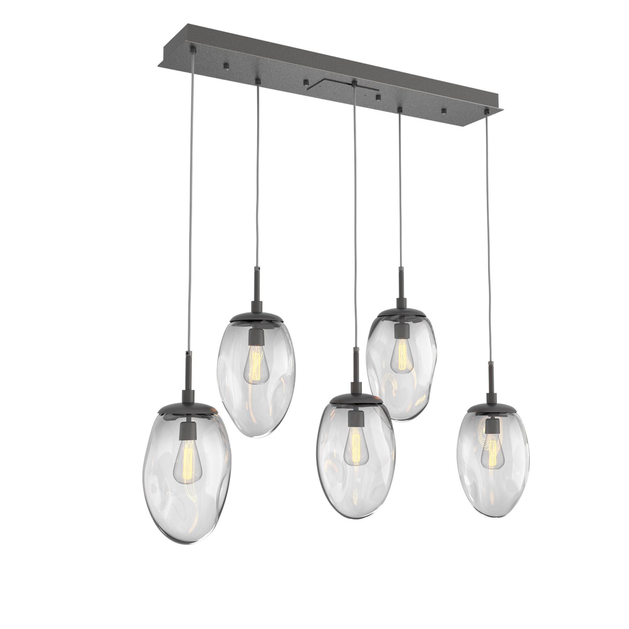 Shown in Graphite finish and Clear Blown glass