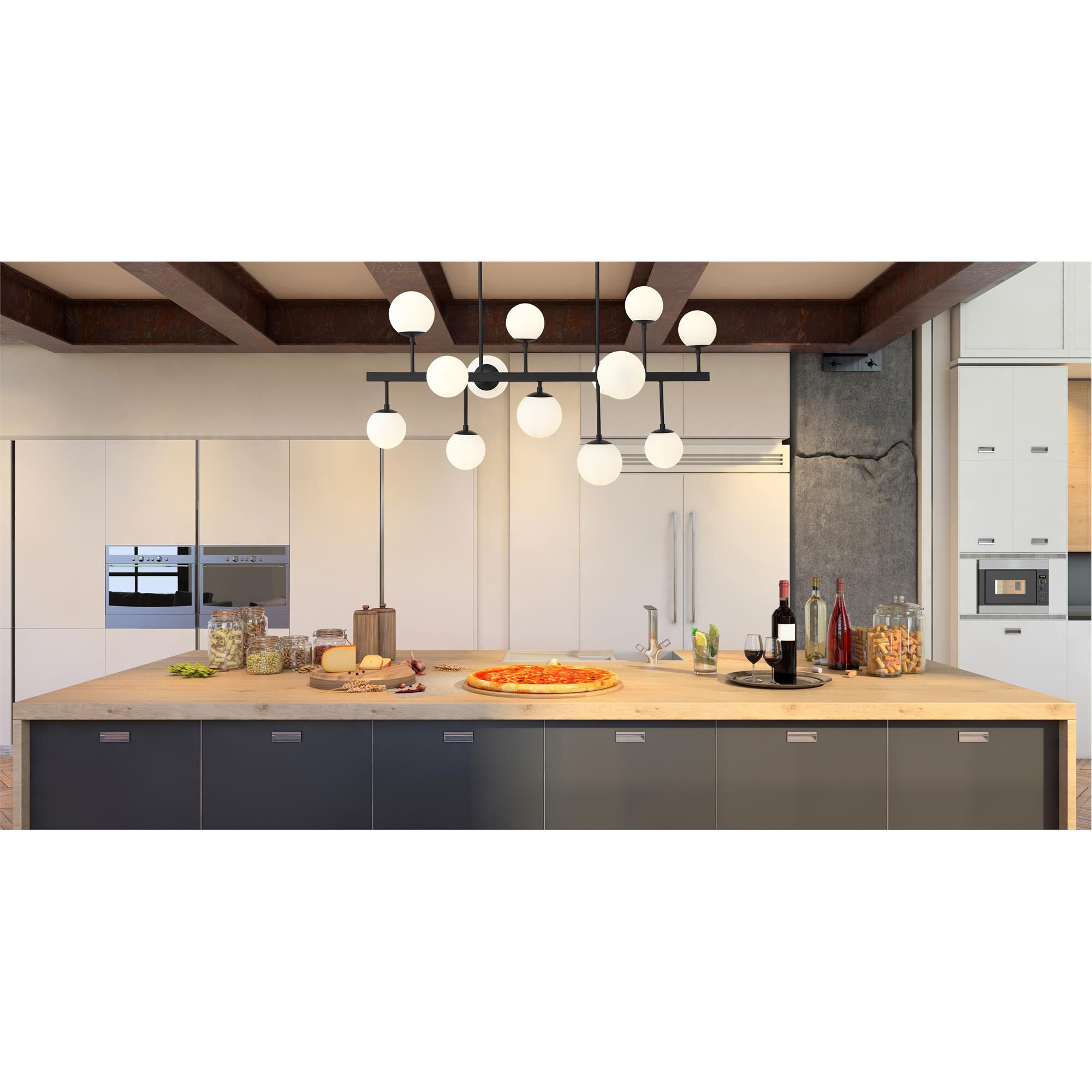 Shown in Matte Black finish and Glass shade