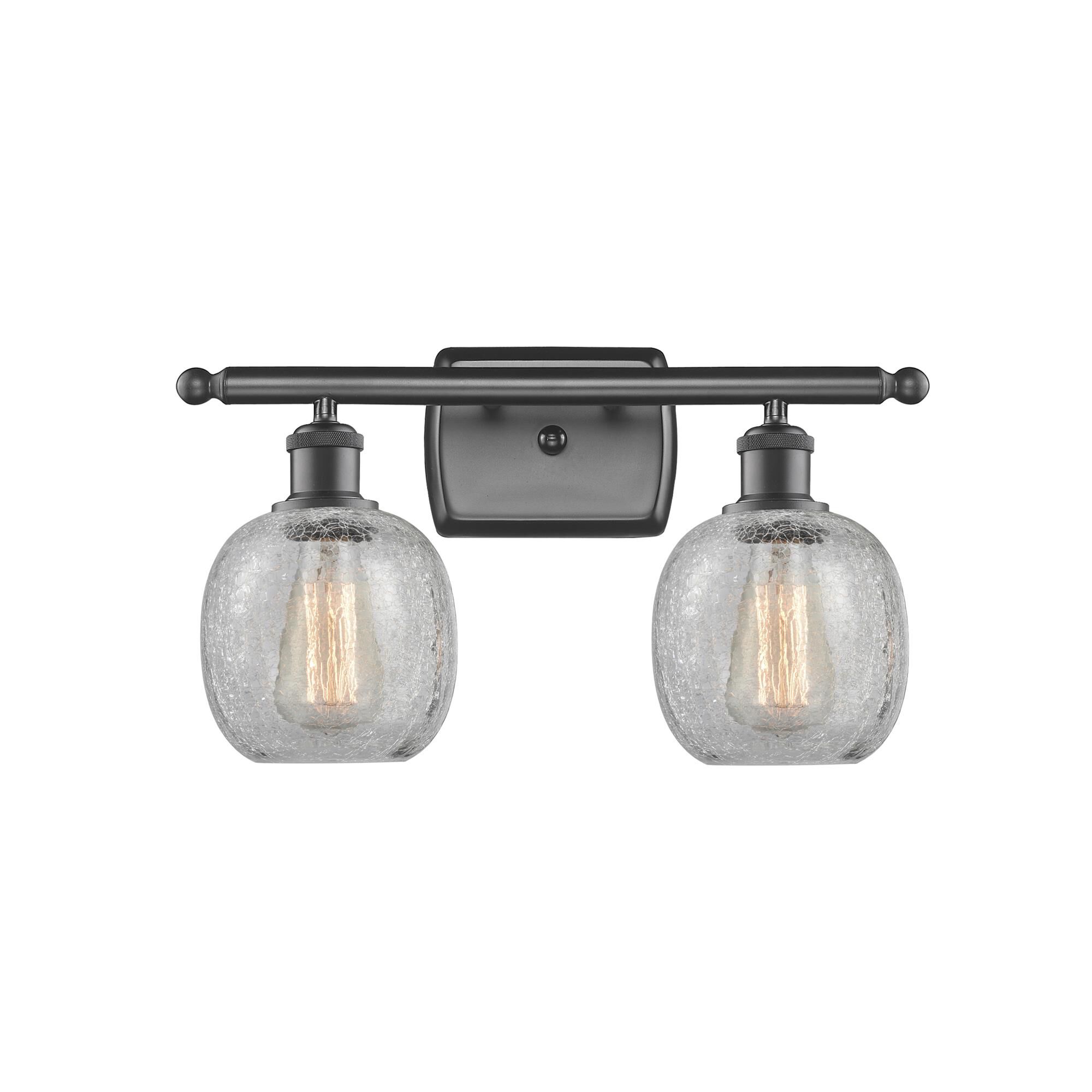 Shown in Oil Rubbed Bronze finish and Clear Crackle glass