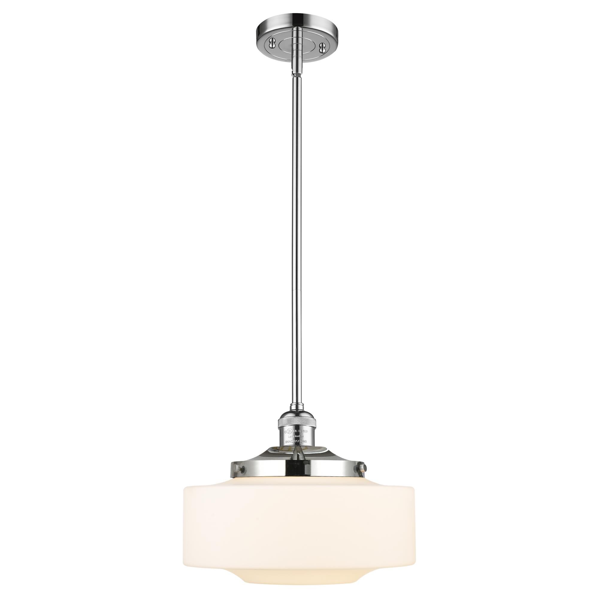 Shown in Polished Chrome finish and Matte White Cased Large Bridgeton glass