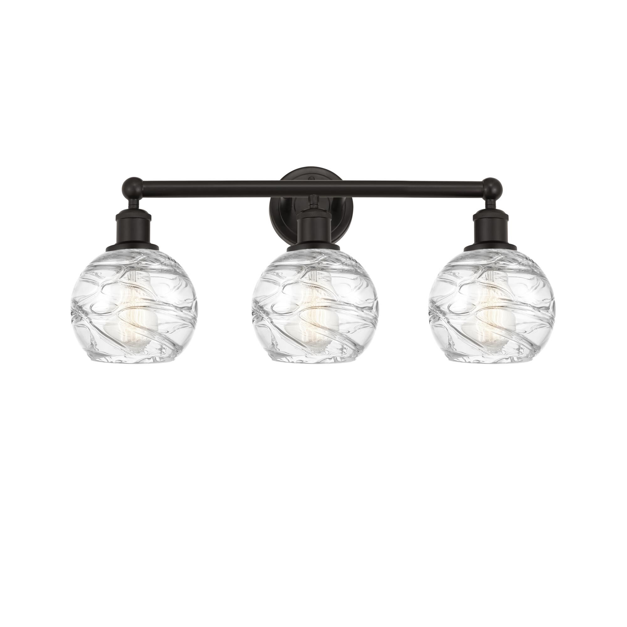 Shown in Oil Rubbed Bronze, Clear Deco Swirl finish and Clear Deco Swirl glass and Clear Deco Swirl Glass shade