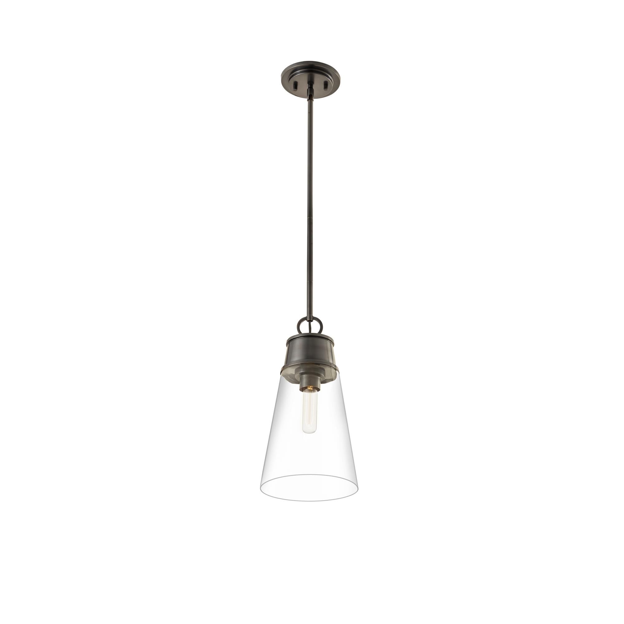 Shown in Plated Bronze finish and Glass shade