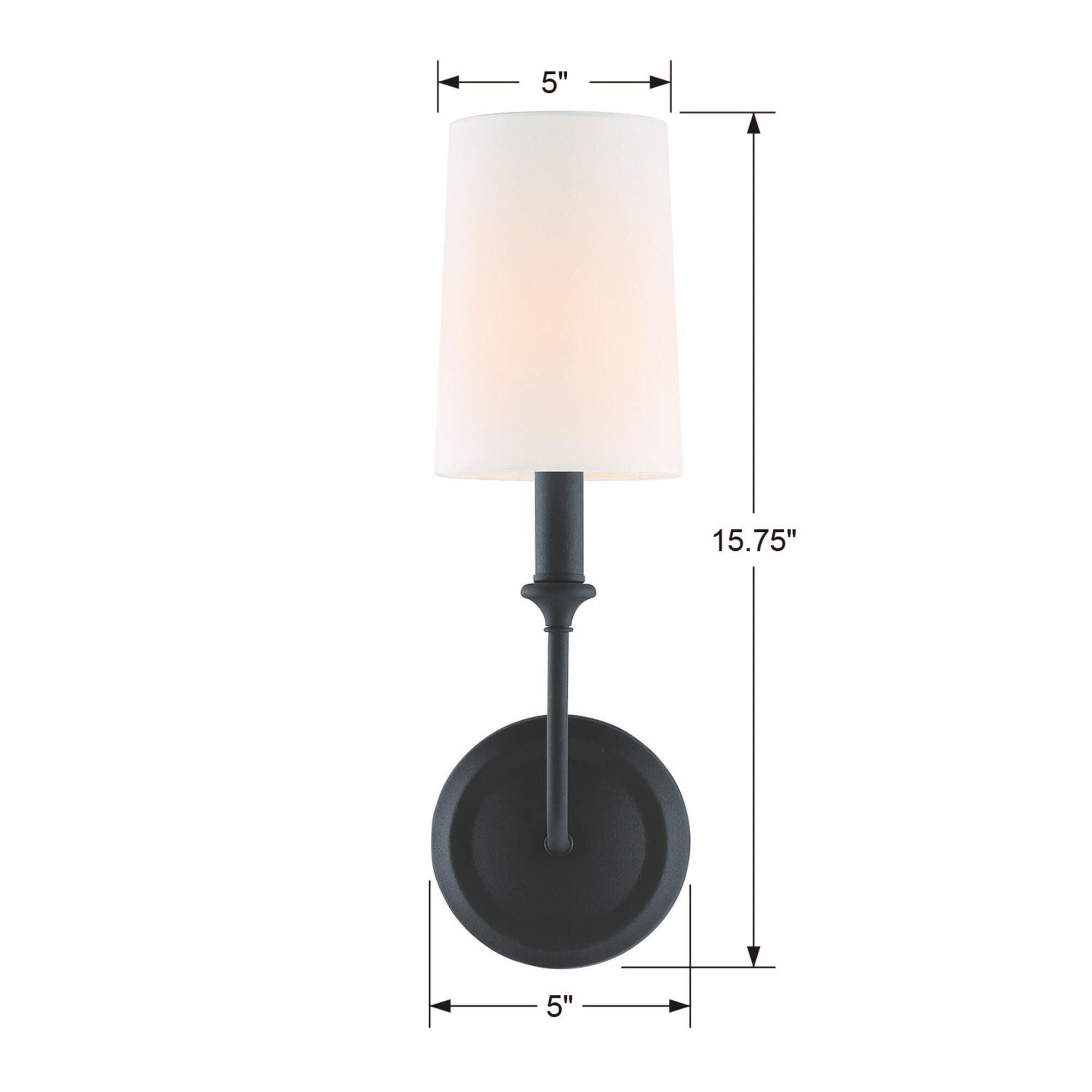 Shown in Black Forged finish and Silk glass and White shade