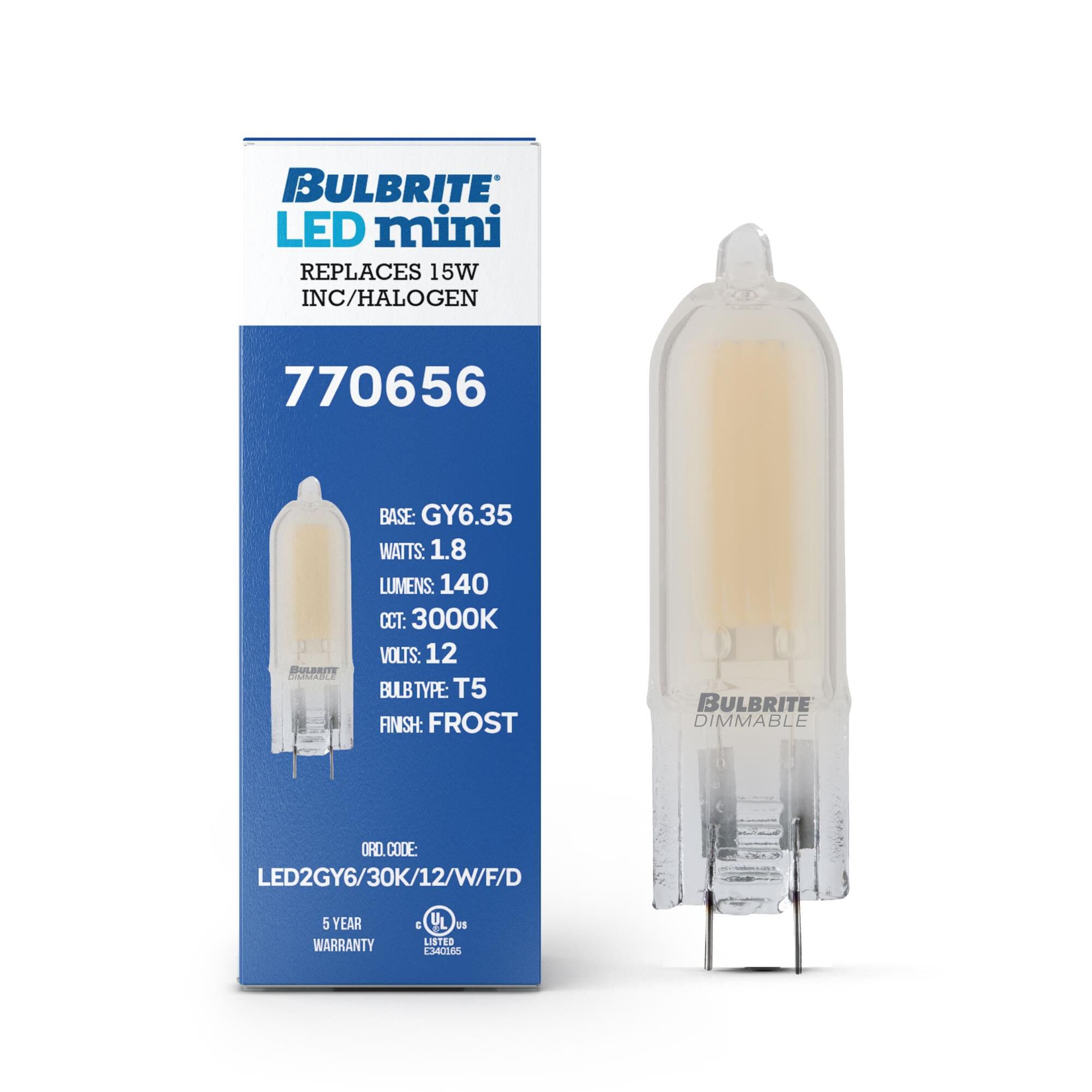 Frost T5 Base G6.35 3000K LED Light Bulb by Bulbrite