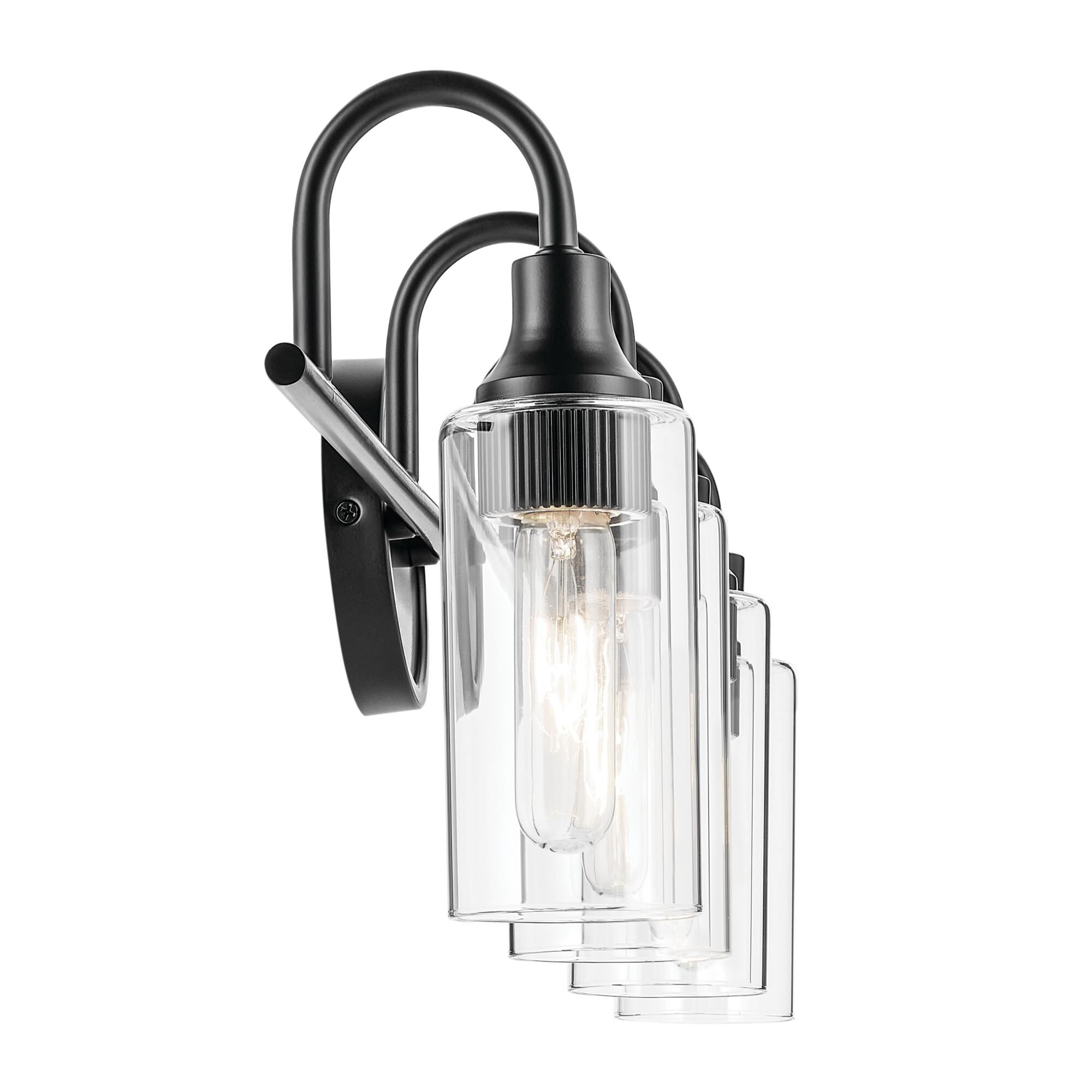 Shown in Black finish and Clear glass