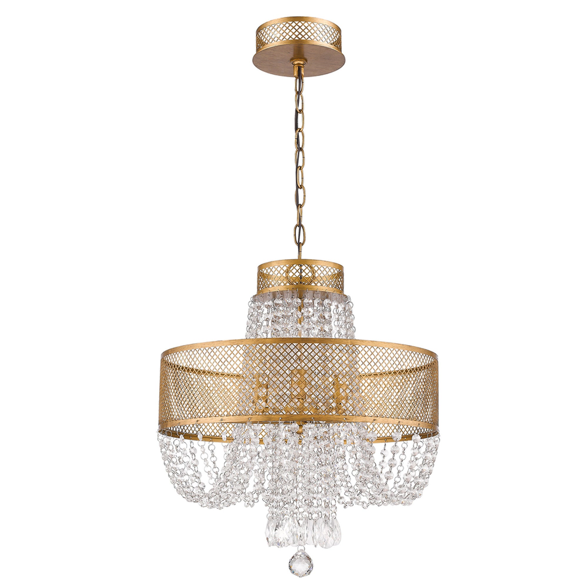 Shown in Antique Gold finish and -- glass and -- shade