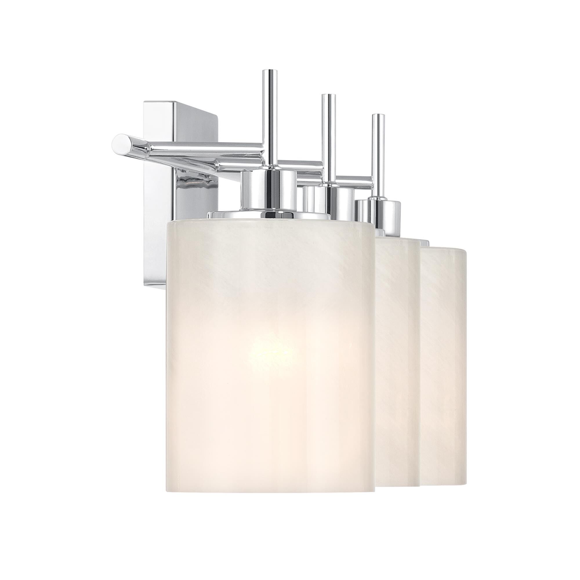 Shown in Chrome finish and White Strie glass
