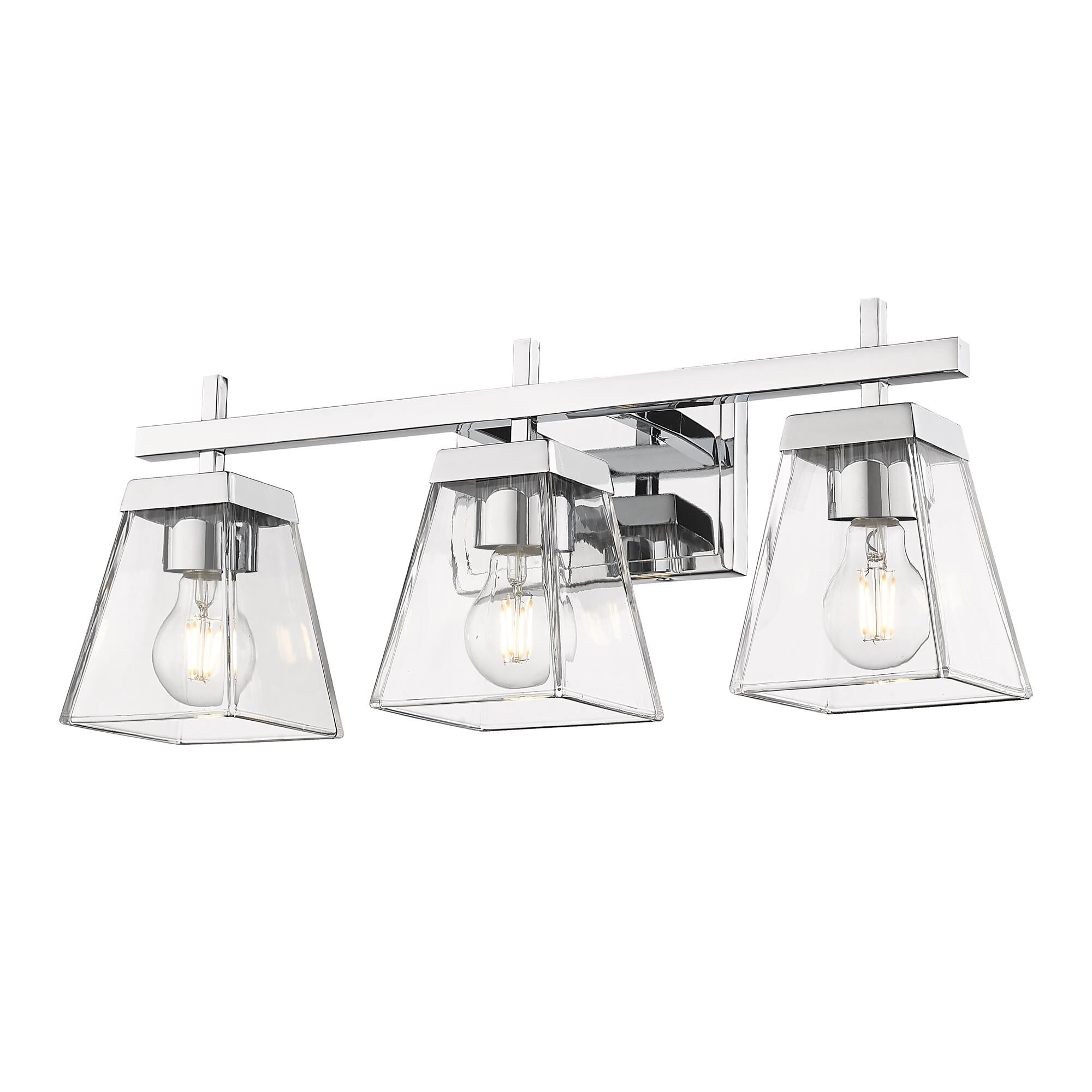 Shown in Chrome finish and Clear glass