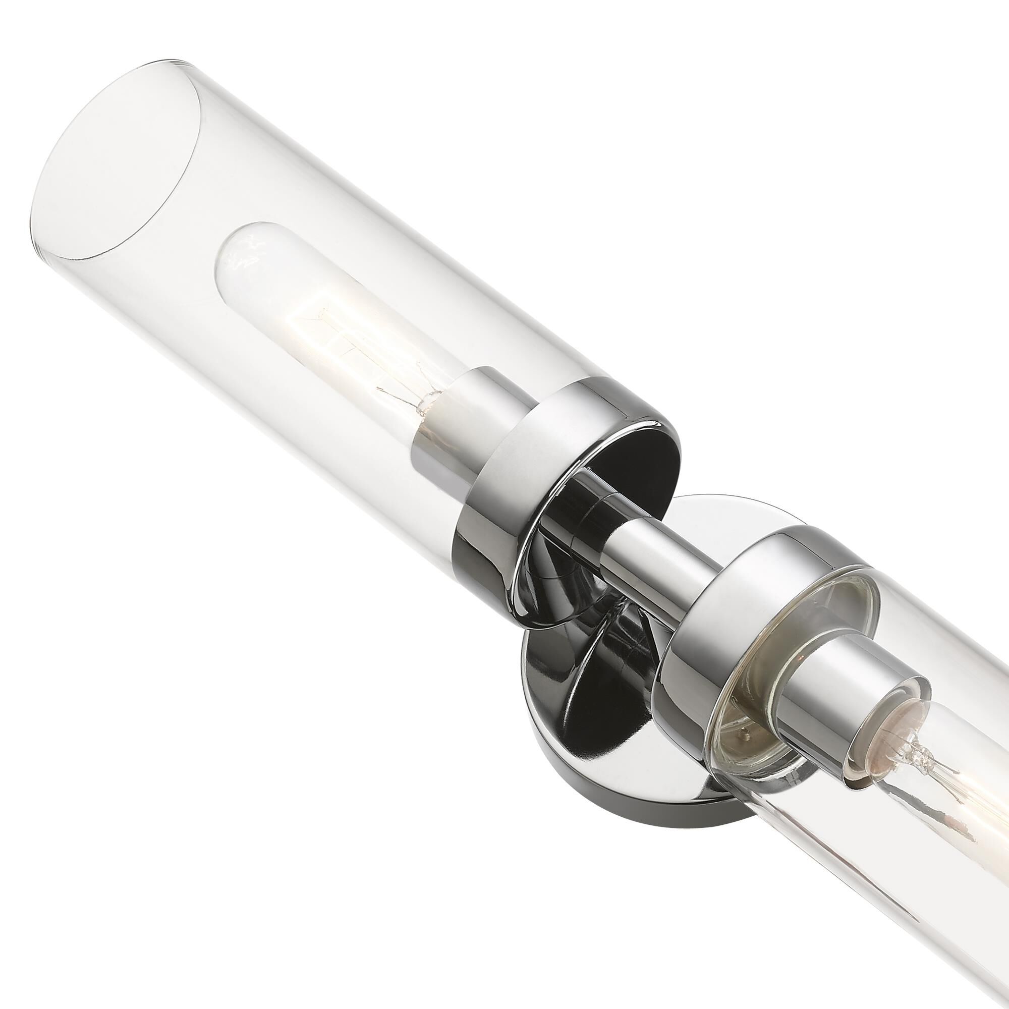 Shown in Polished Chrome finish and Clear glass
