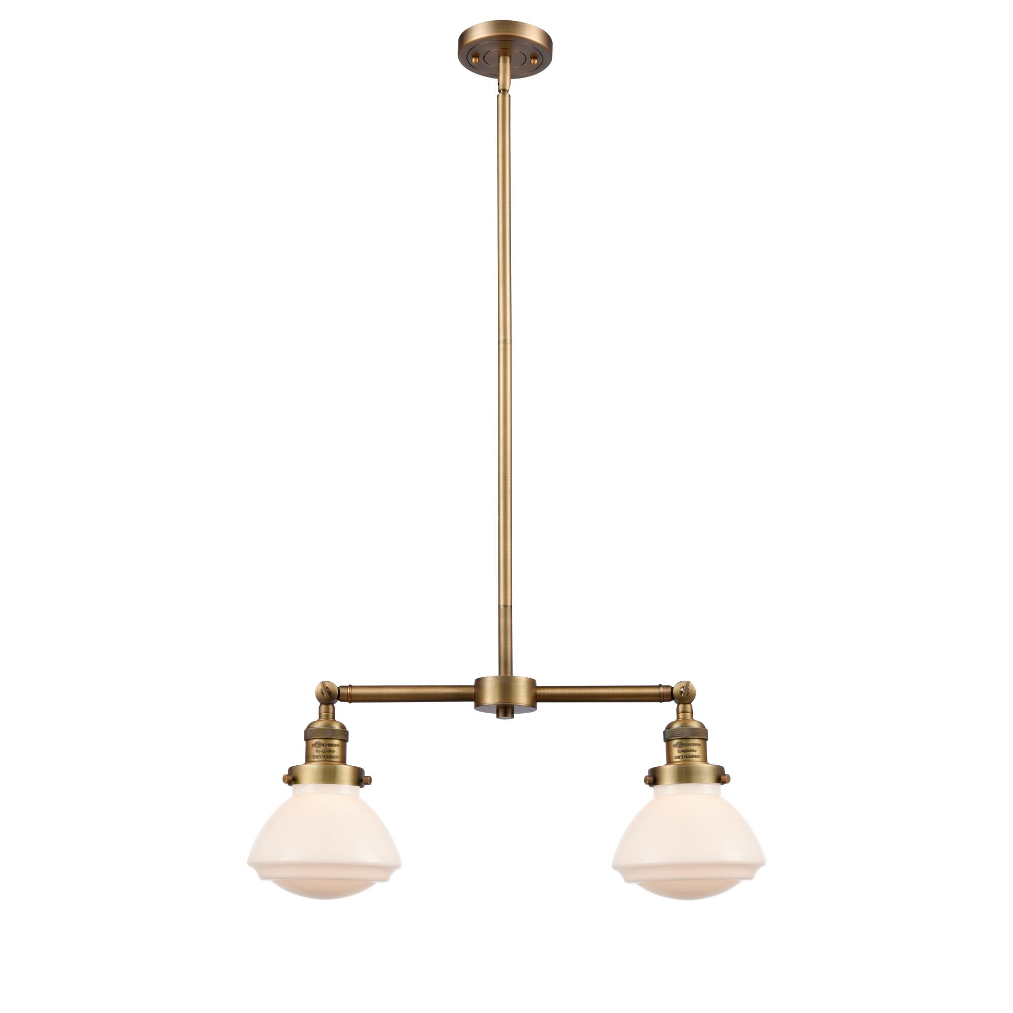 Shown in Brushed Brass finish and Bell glass and Glass shade