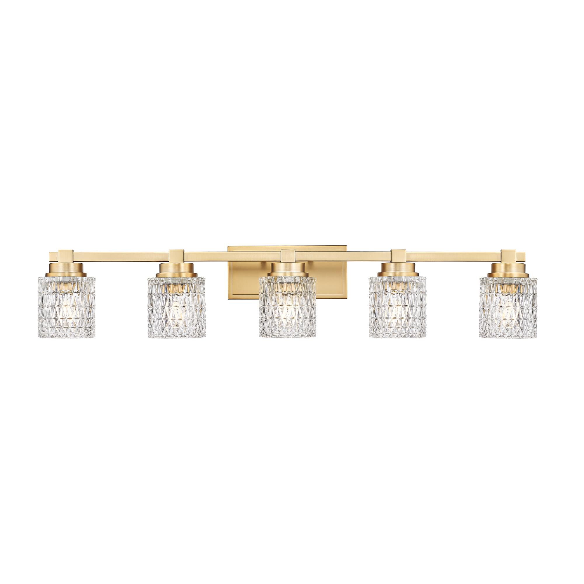 Shown in Modern Gold finish and Clear Diamond glass