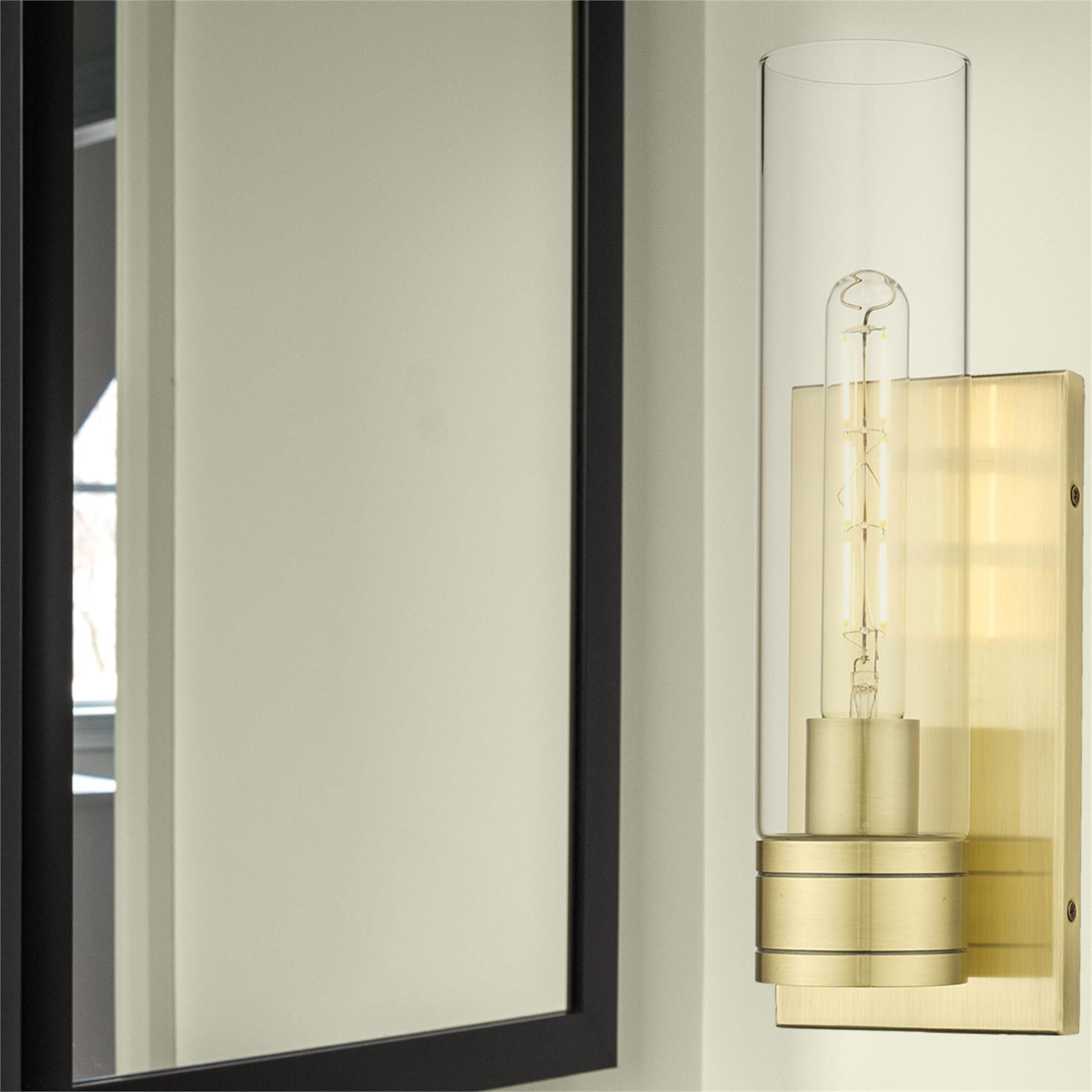 Shown in Antique Brass finish and Clear glass